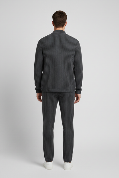 Stylox Men’s Premium Ribbed Co-Ord Set | Luxury Zip Jacket &amp; Jogger Set