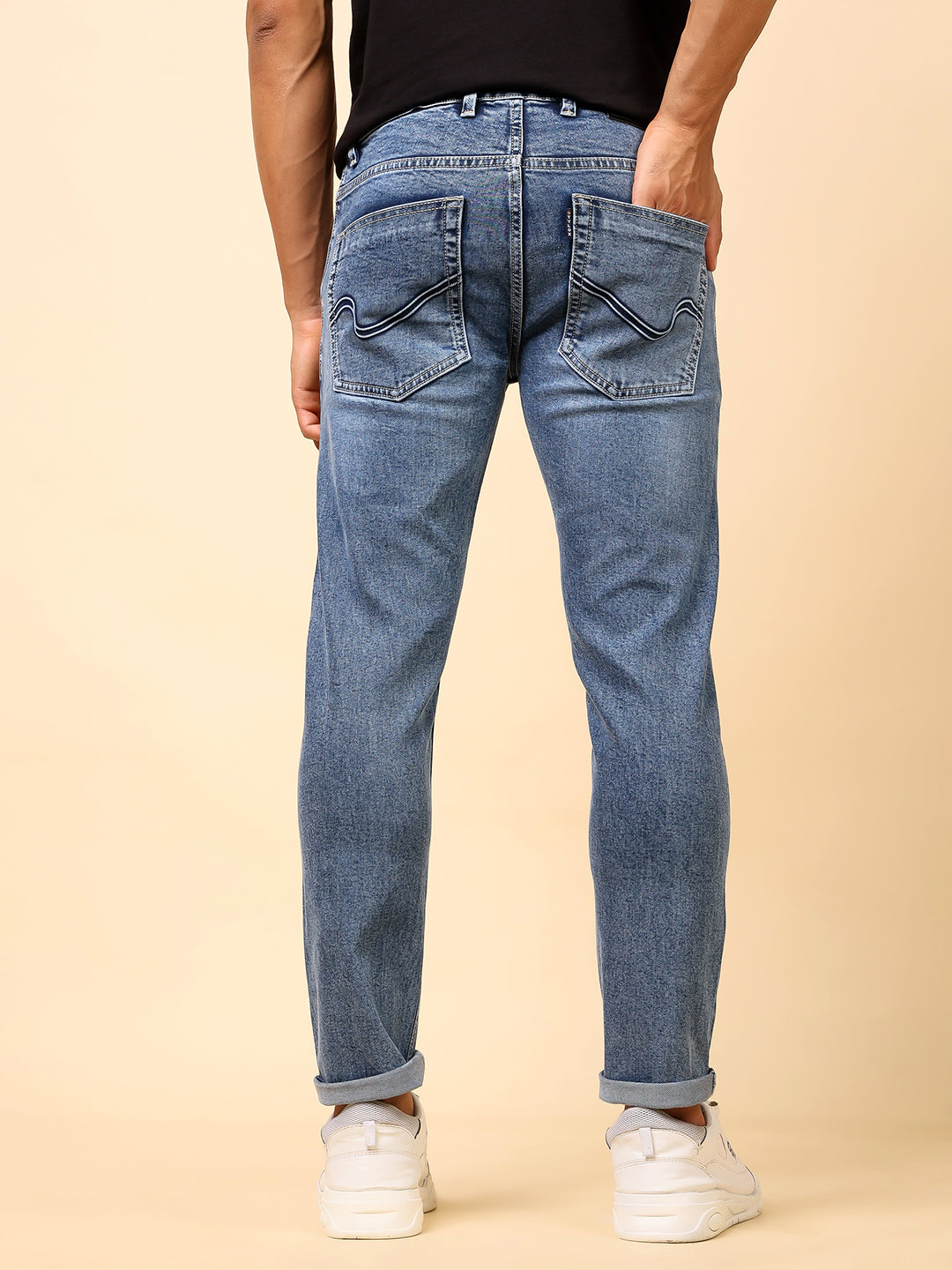 Stylox Men’s Ankle Fit Stretchable Washed Denim Jeans - Stylox