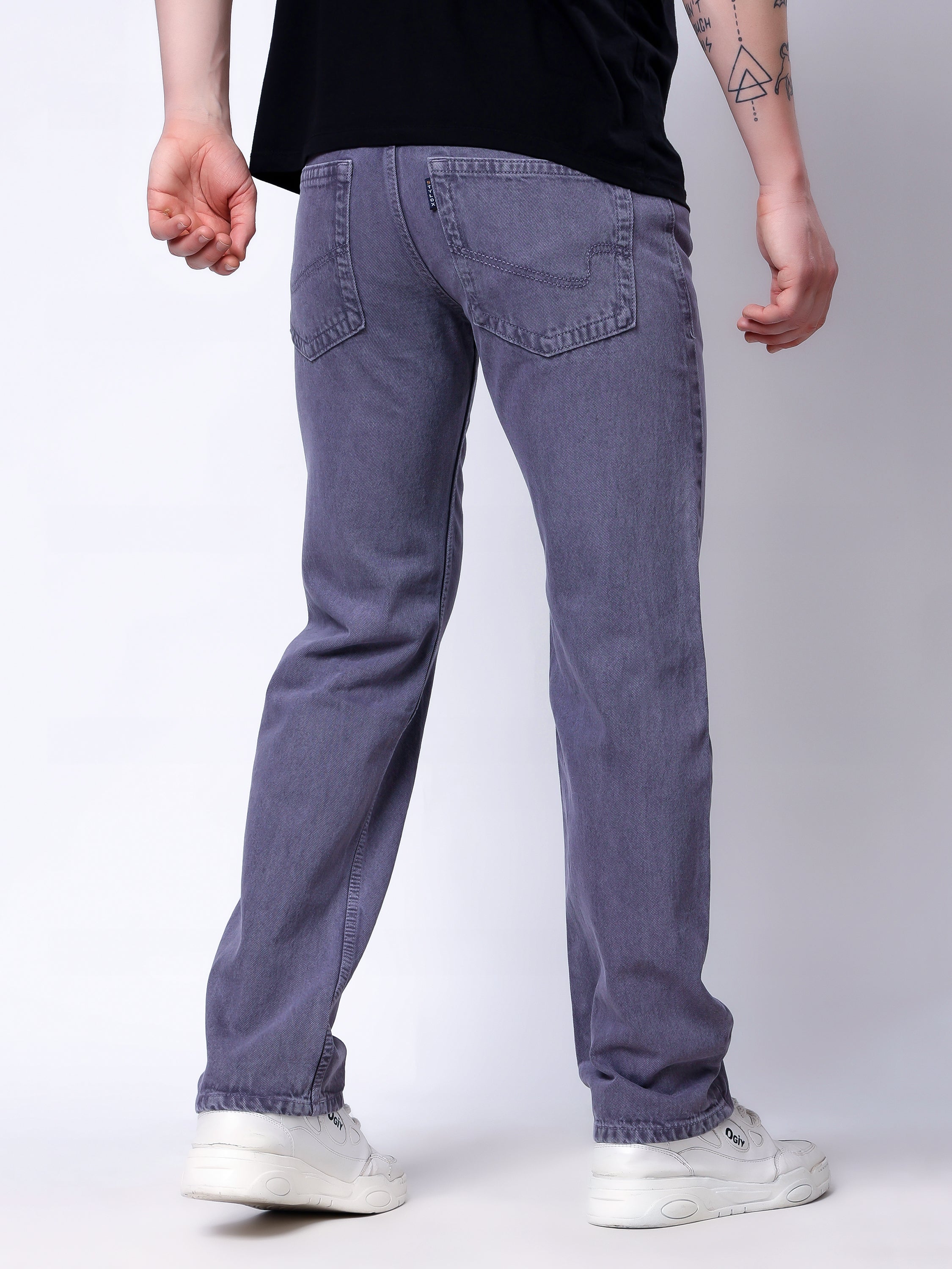 Stylox Men’s Comfort Fit Non-Stretch Denim Jeans-Mid Grey