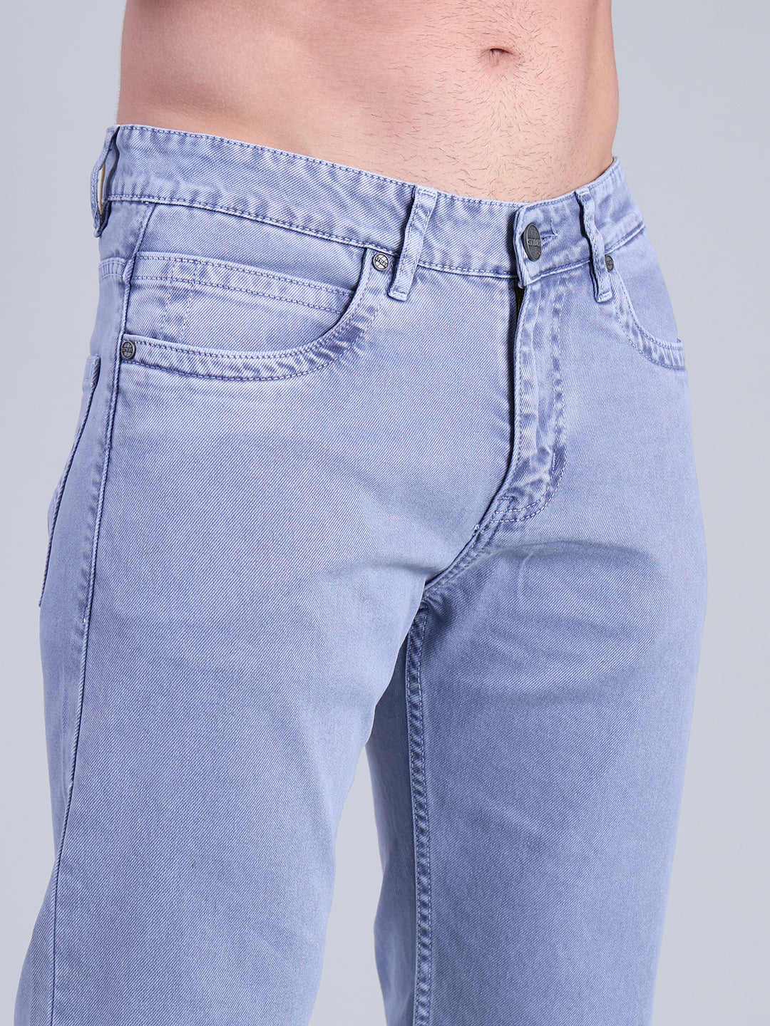 Stylox Men’s Comfort Fit Mid Rise Washed Denim Jeans (Light Blue) - Stylox