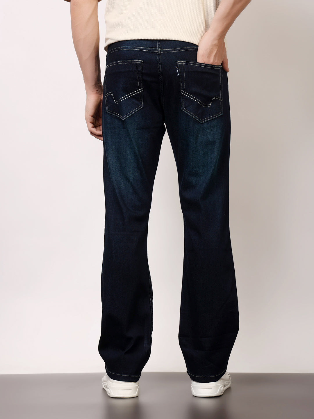 Stylox Men’s Bootcut Fit Solid Jeans | Classic Denim Mid-Rise Casual Wear for Men|J-08