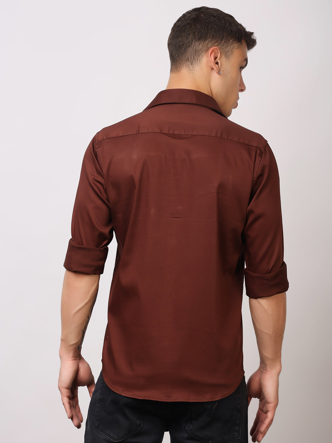 Stylox Men's Full Sleeve Solid Partywear Casual Shirt – Premium Shine Finish Cotton Blend Regular Fit Shirt for Stylish Evening & Occasion Wear - Stylox