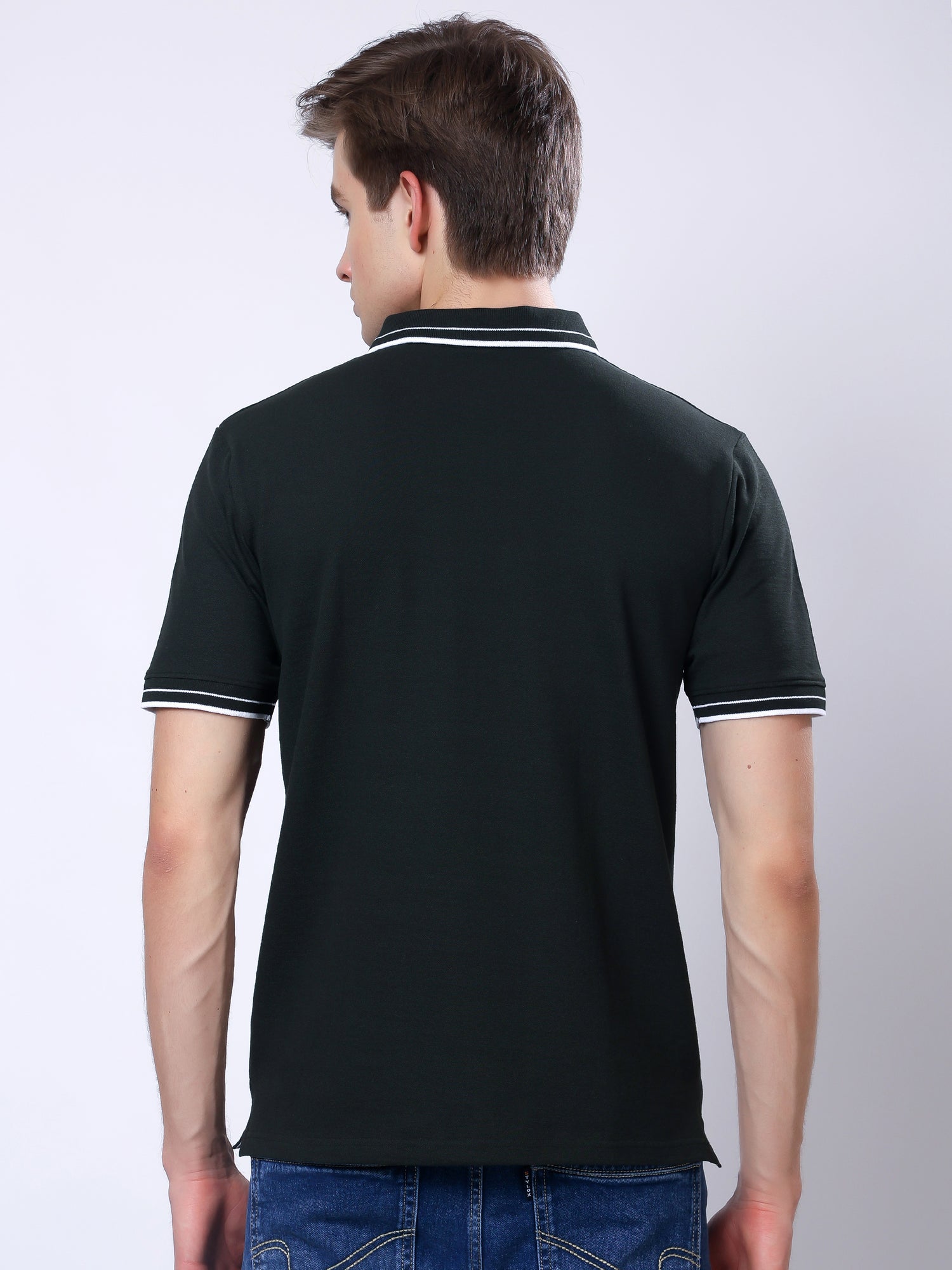 Stylox Men’s Solid Polo T-Shirt with Contrast-Tipped Collar - Stylox