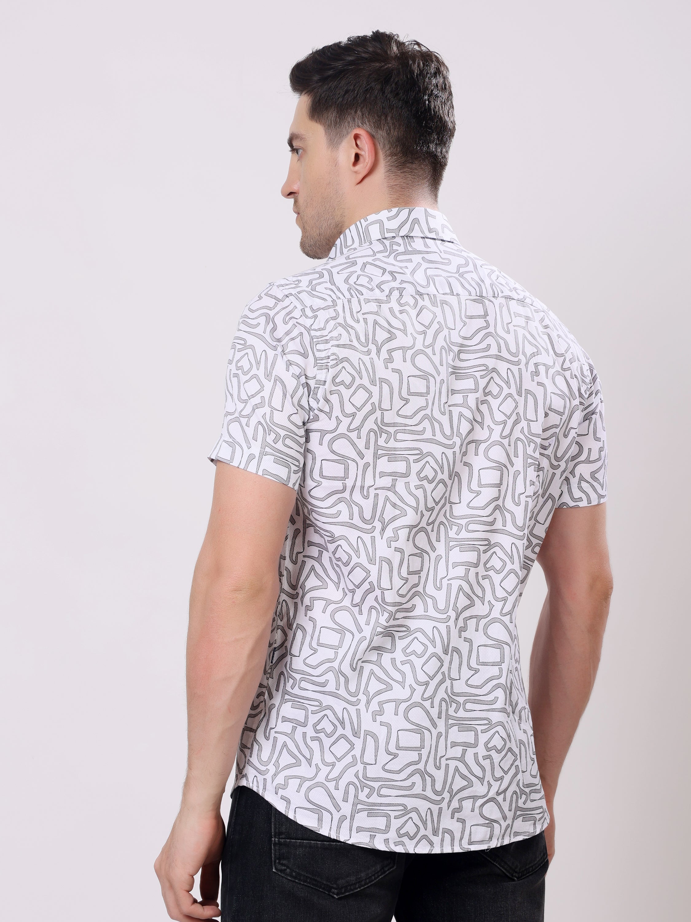 Stylox Men’s Regular Fit Half Sleeve Abstract Printed Stylish Casual Summer Shirt - Stylox