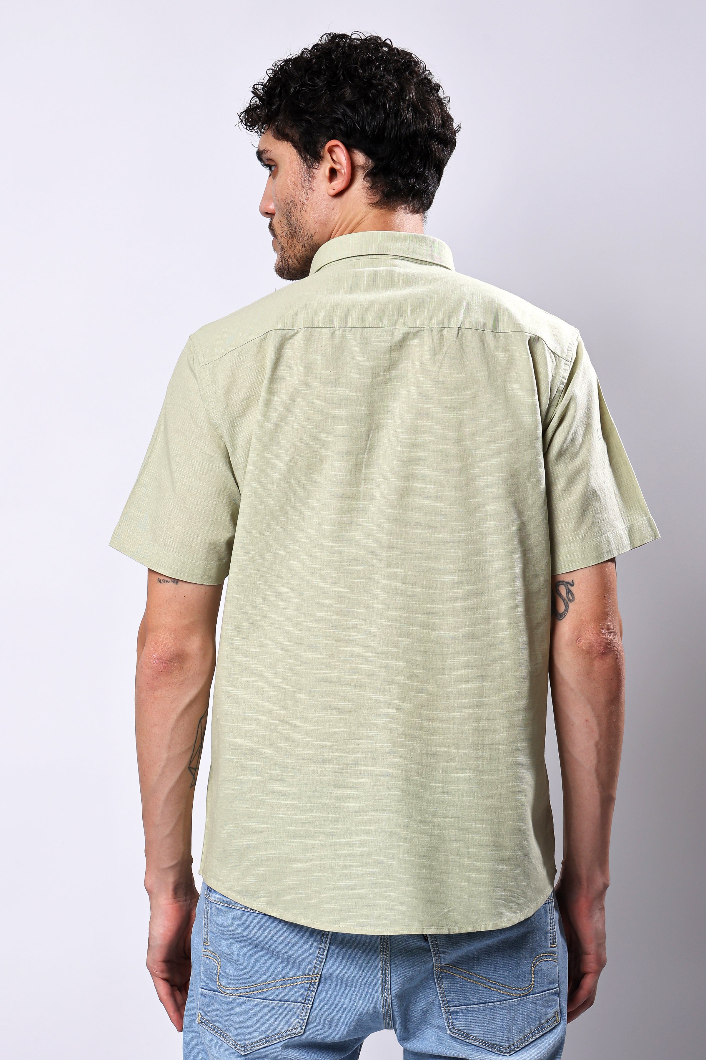 Stylox Men's Half Sleeve Solid Casual Shirt – Comfortable Cotton Blend Shirt for Smart Everyday Style - Stylox