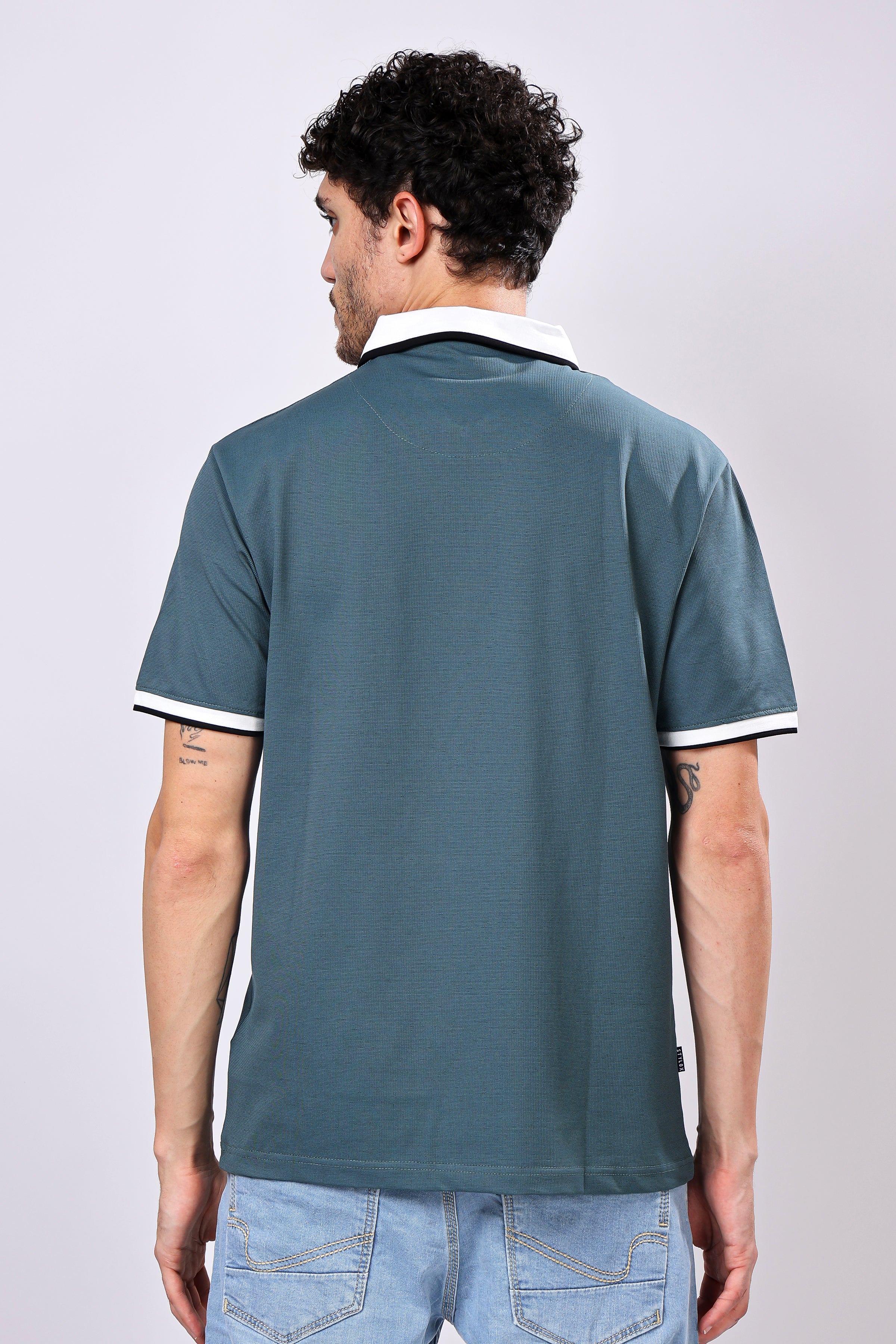 Stylox Men’s Polo Neck Solid T-Shirt with Single Pocket – Classic Style, Comfortable & Smart Casual Wear - Stylox