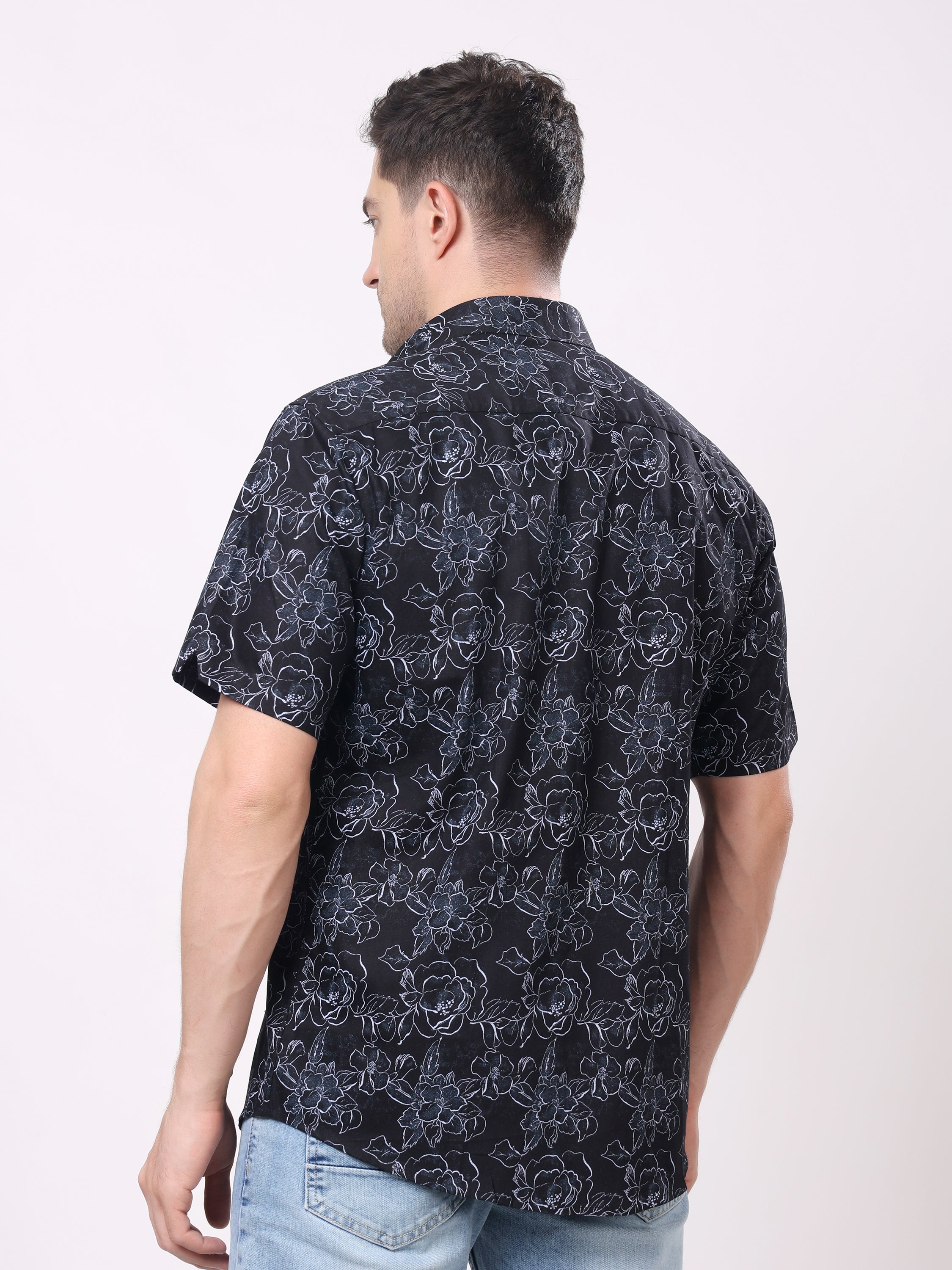 Stylox Men’s Regular Fit Half Sleeve Floral Printed Casual Stylish Party & Summer Shirt - Stylox