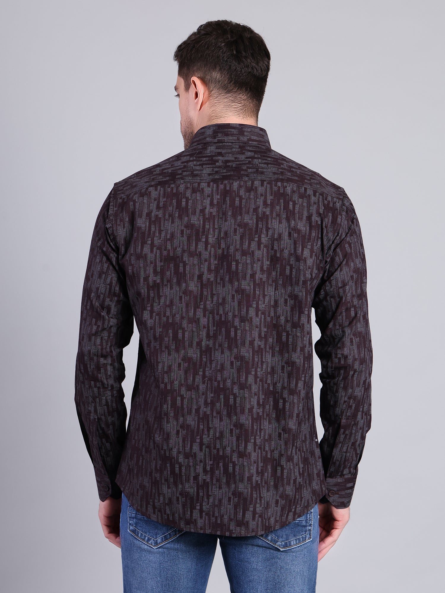 Stylox Men’s Regular Fit Textured Printed Full Sleeve Casual Shirt - Stylox