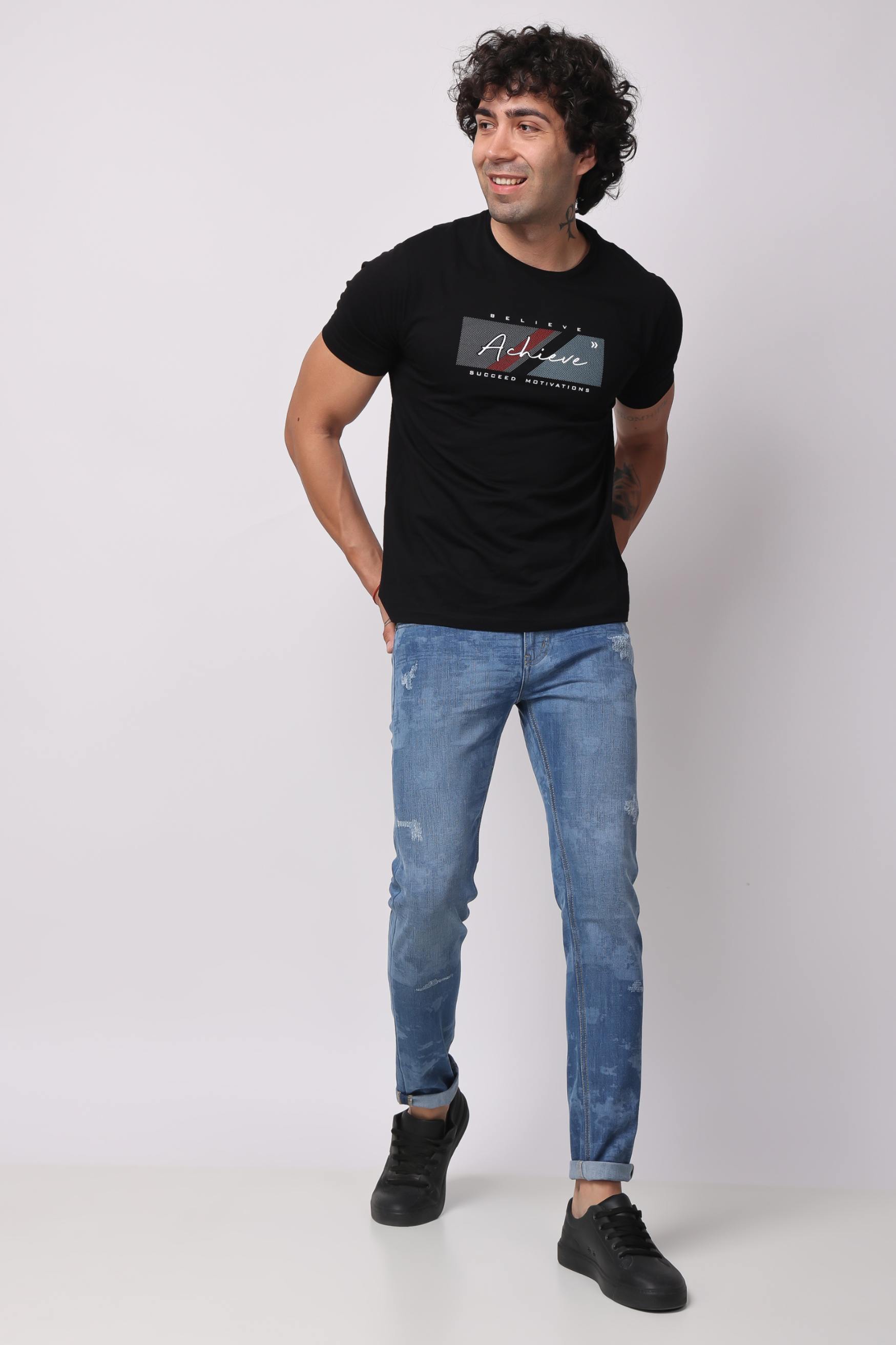 STYLOX Men’s Light Blue Ankle Fit Jeans - Premium Denim, - Stylox