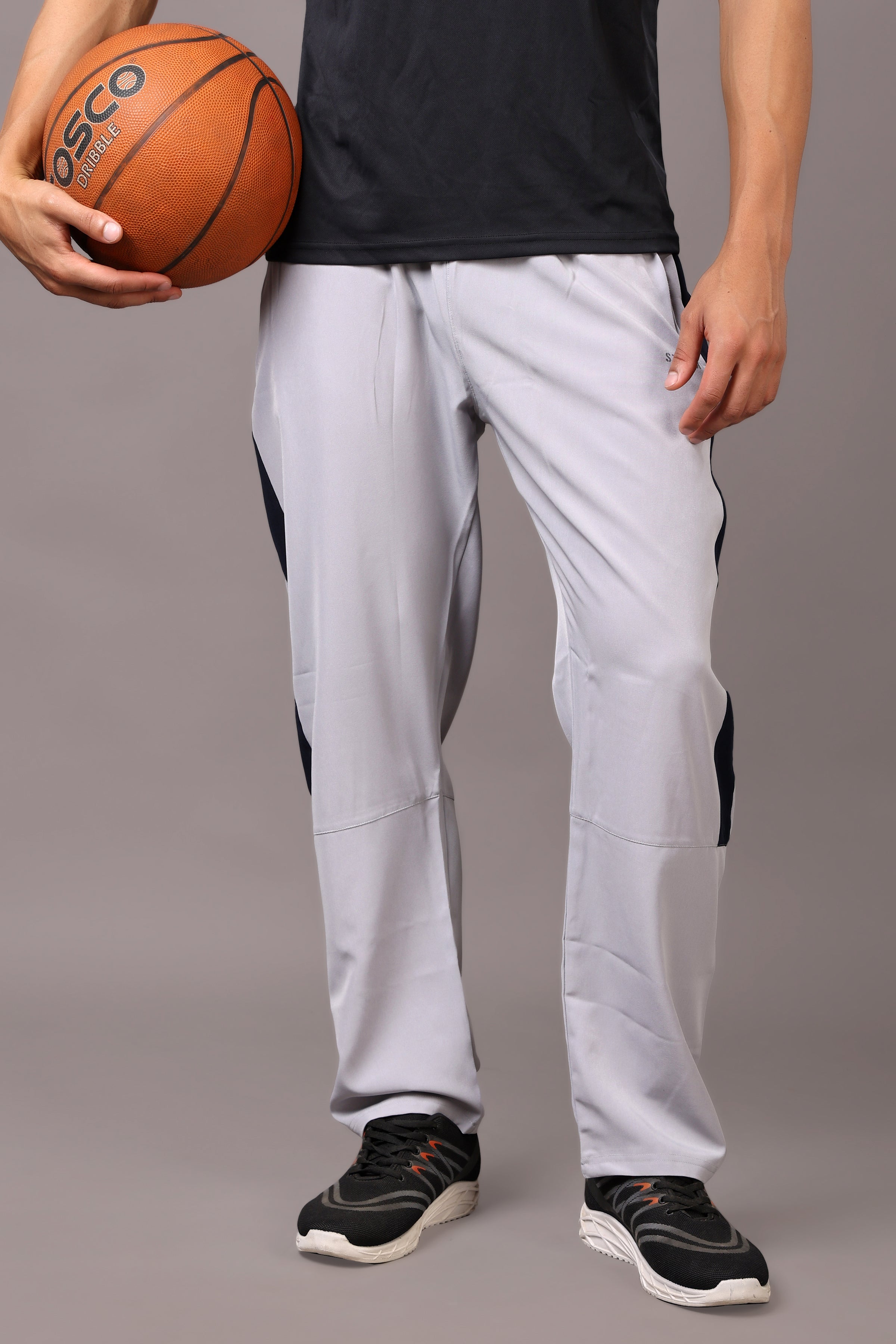 Stylox Classic Men’s Trackpants with Elastic Waist & Side Pockets (Light Grey) - Stylox