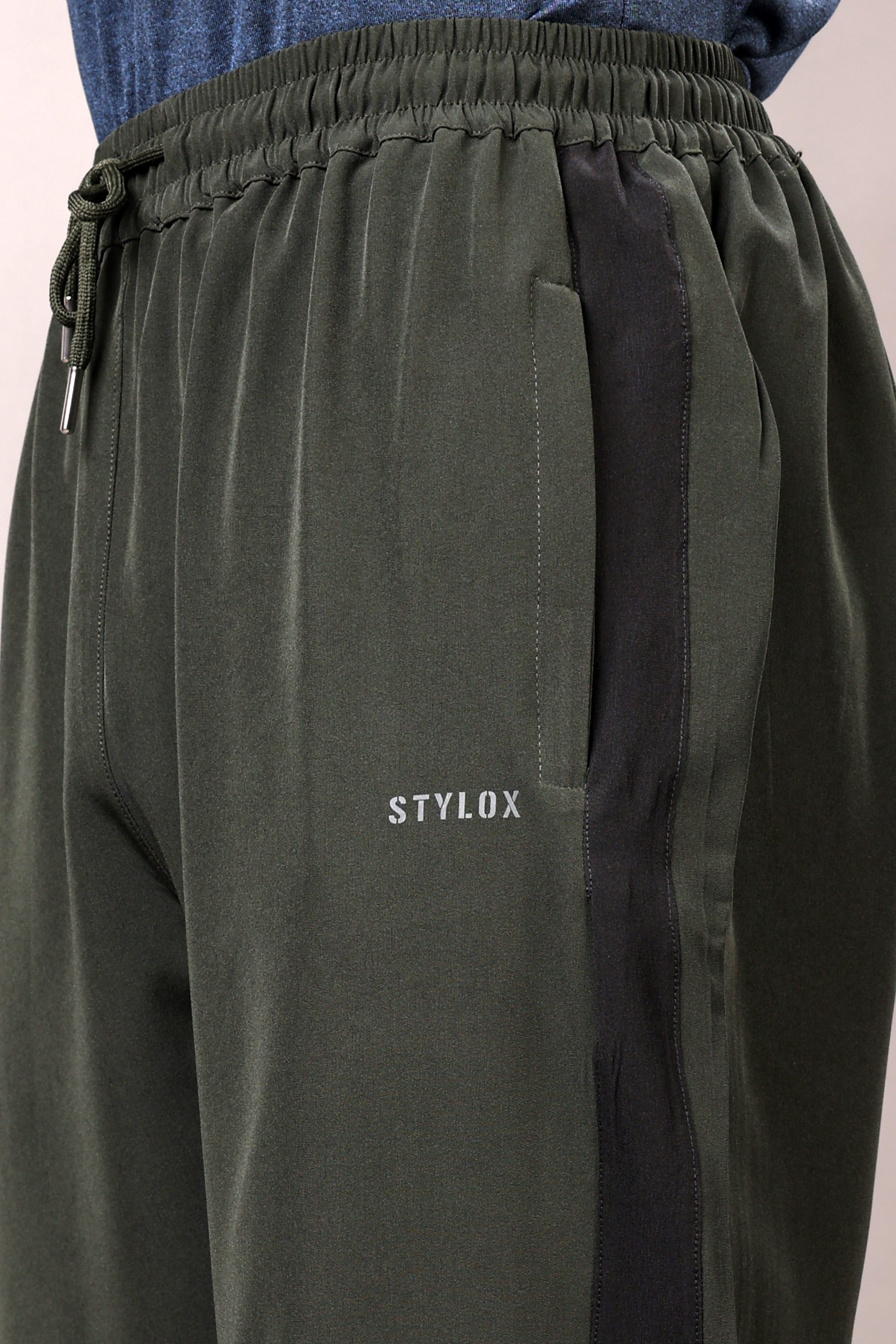 Stylox Classic Men’s Trackpants with Elastic Waist & Side Pockets (Olive) - Stylox