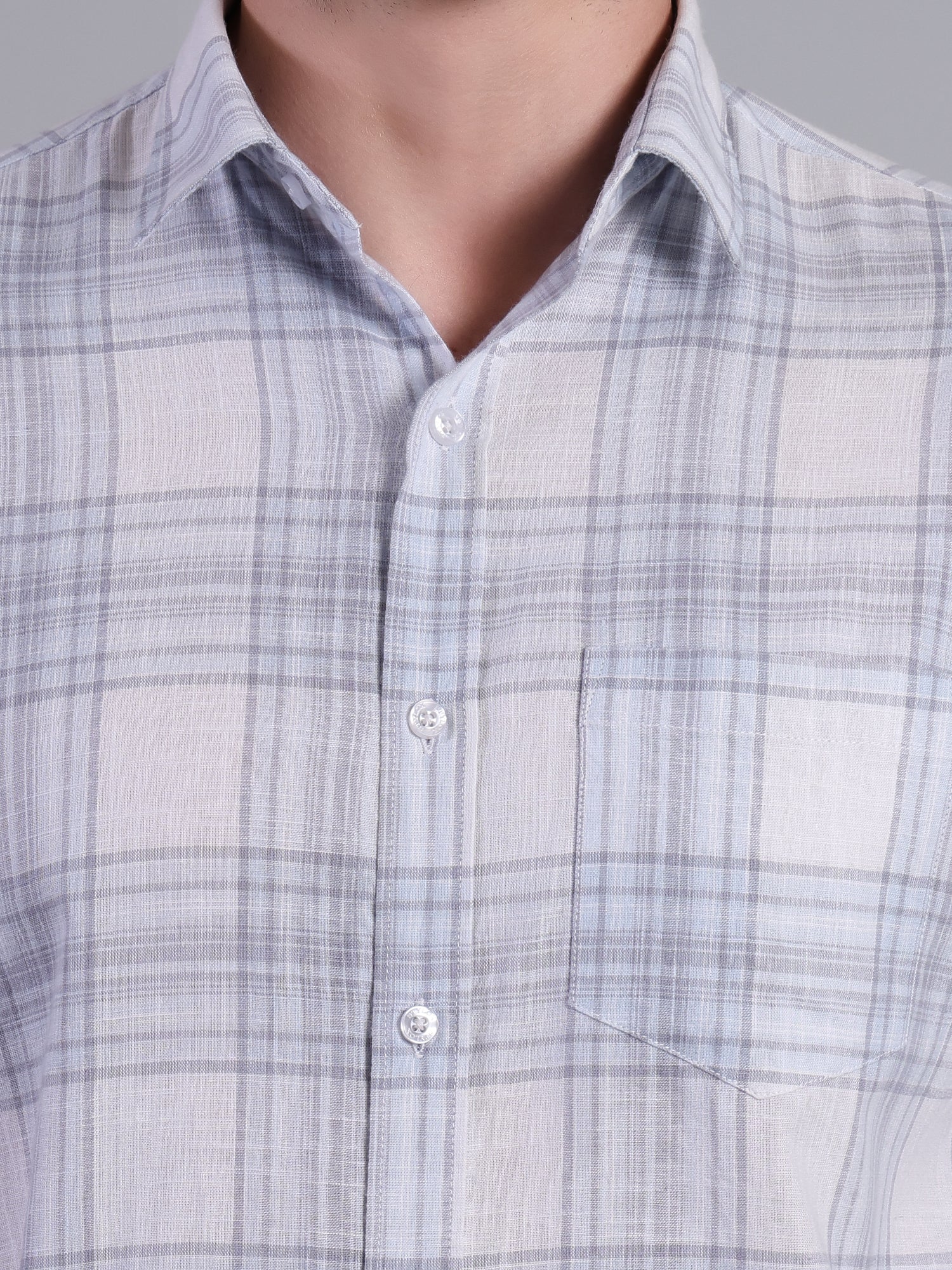 Stylox Men’s Regular Fit Checked Full Sleeve Casual Shirt-Light Blue - Stylox