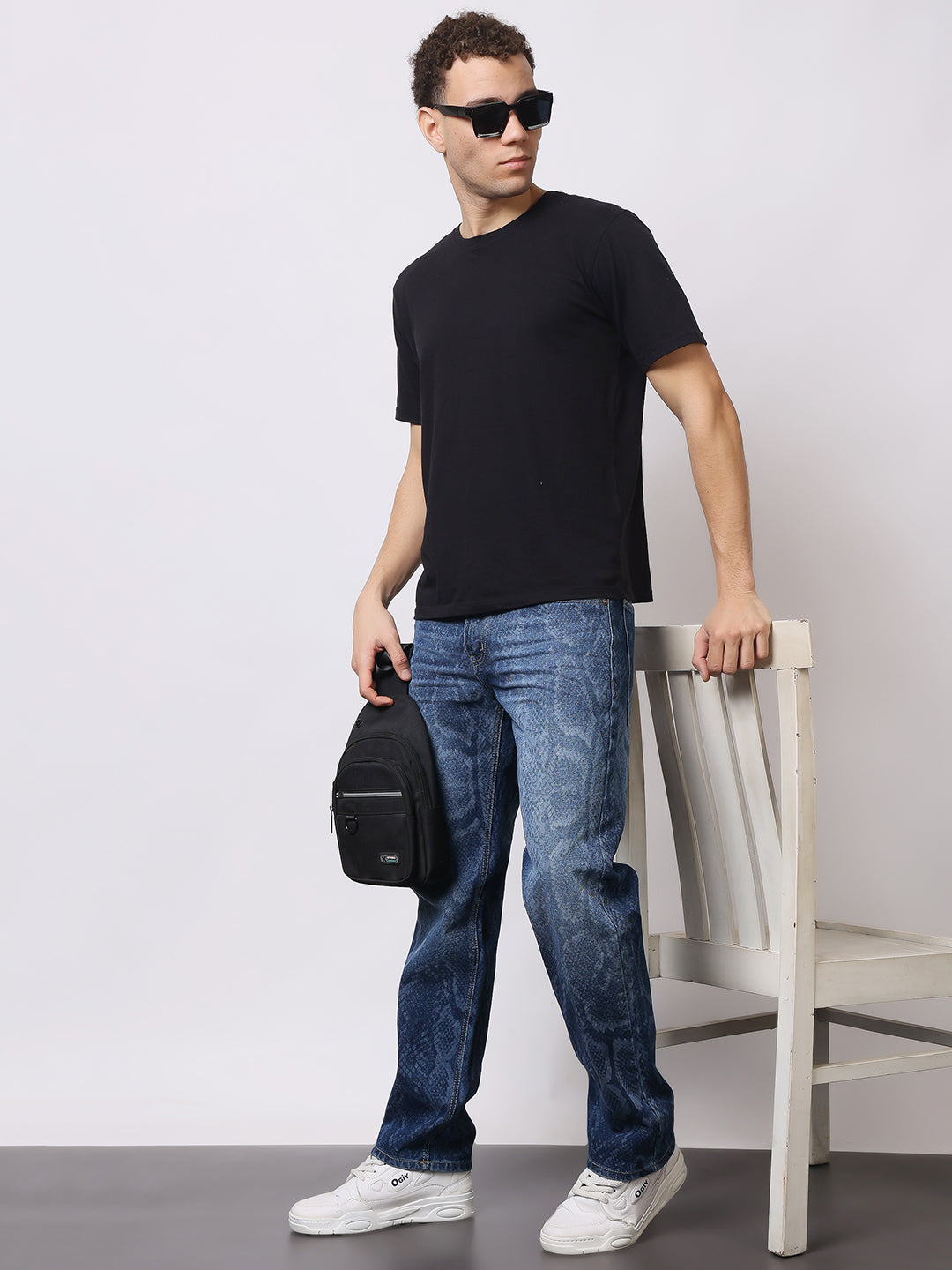 Stylox Men’s Relaxed Fit Cracked Wash Denim Jeans | Trendy Heavy Washed Straight Fit Jeans for Streetwear Style - Stylox