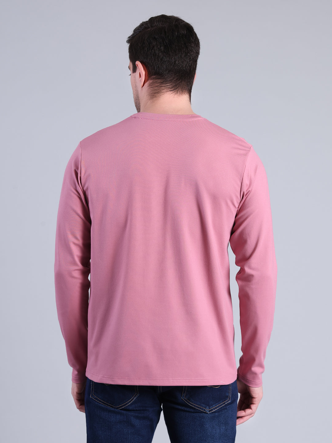 Stylox Men’s Full Sleeve Round Neck T-Shirt | Solid Slim Fit Cotton Blend Casual Tee