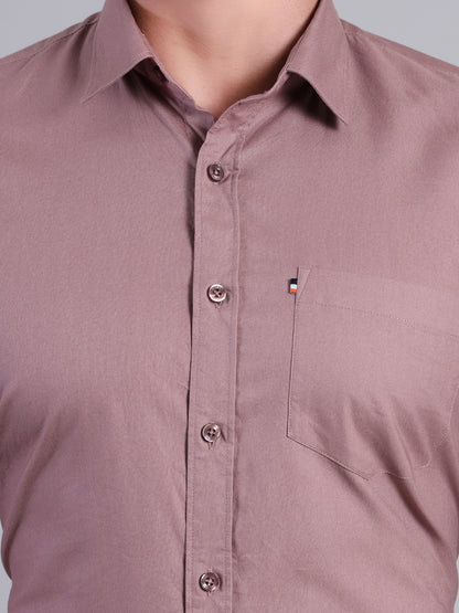 Stylox Men’s Regular Fit Solid Oxford Casual Shirt-Mauve - Stylox