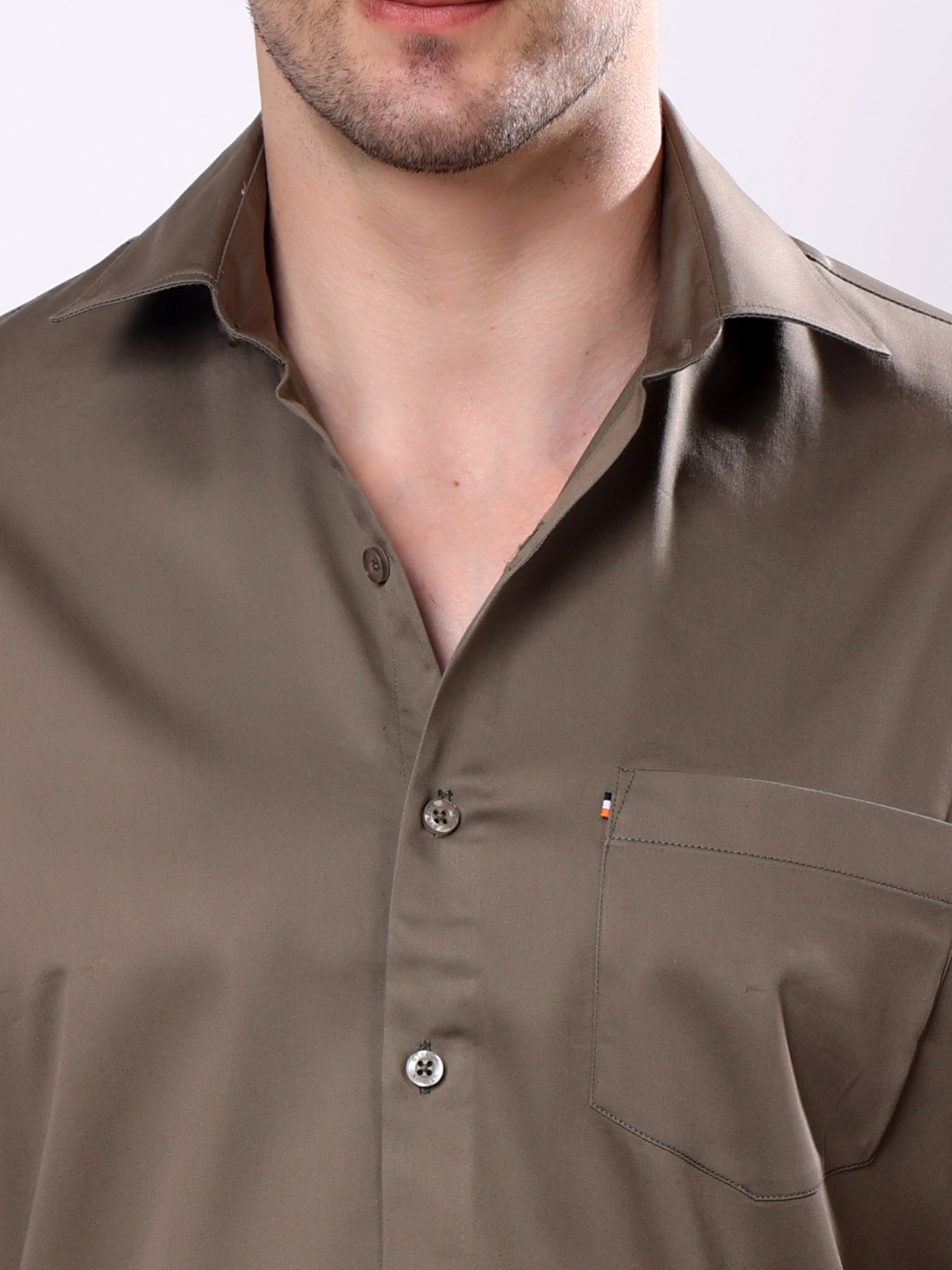 Stylox Men’s Regular Fit Full Sleeve Solid Cotton Satin Casual Shirt - Stylox