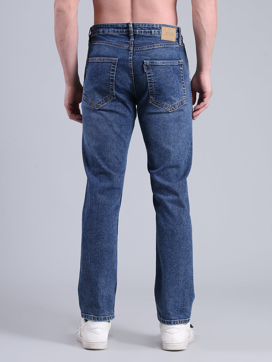 Stylox Men’s Slim Fit Mid Rise Stretchable Jeans (Mid Dark Blue) - Stylox