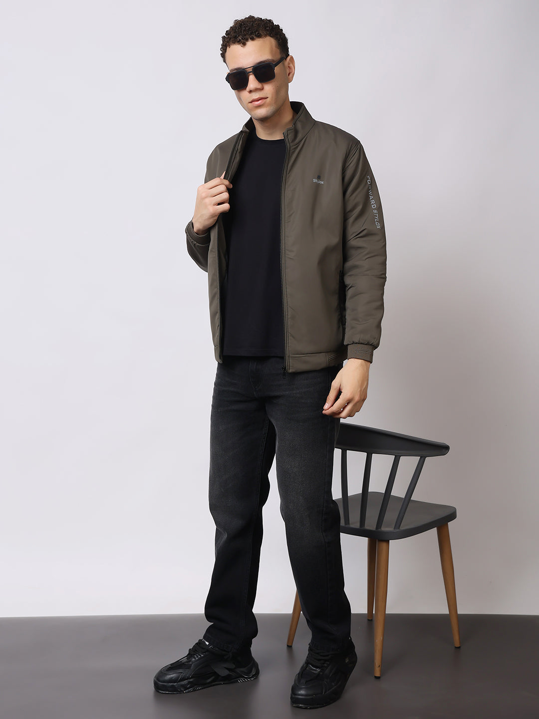 Stylox Men’s High-Neck Winter Jacket – Lightweight Windcheater with Warm Lining & Full-Zip Closure