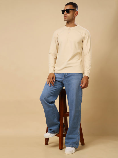 Stylox Men’s Henley Neck Full Sleeve Solid T-Shirt – Casual &amp; Stylish Everyday Wear