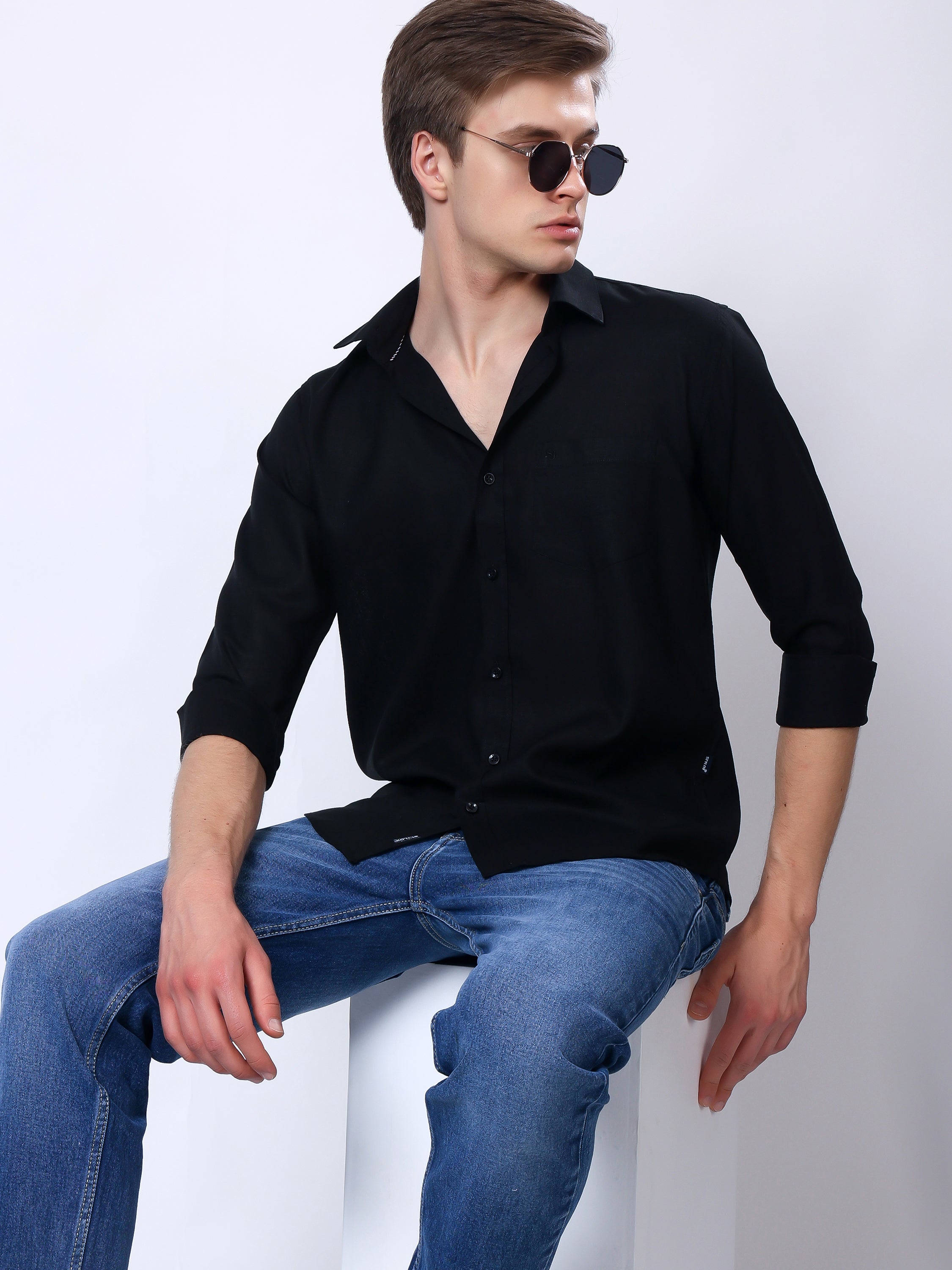 Stylox Men’s Regular Fit Full Sleeve Solid Casual Shirt - Stylox