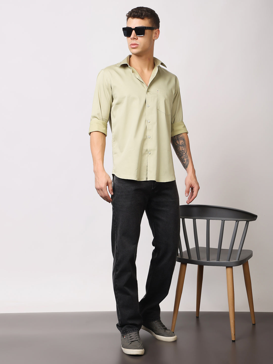 Stylox Men's Full Sleeve Solid Partywear Casual Shirt – Premium Shine Finish Cotton Blend Regular Fit Shirt for Stylish Evening & Occasion Wear - Stylox