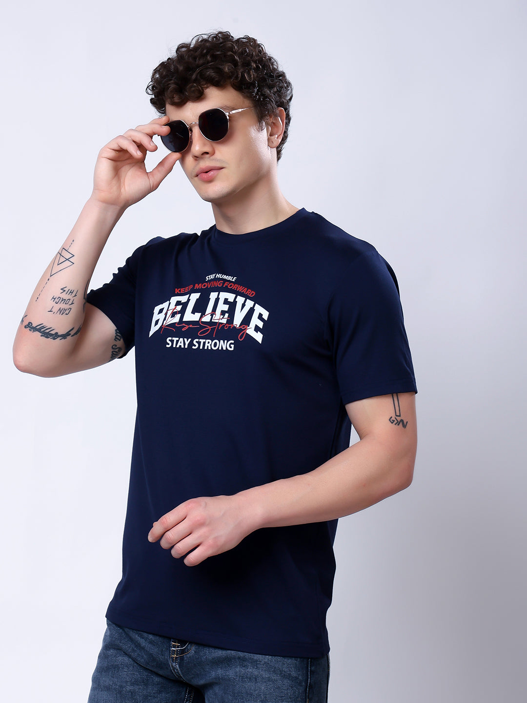 Stylox Men’s Navy Blue Motivational Graphic T-Shirt - Stylox