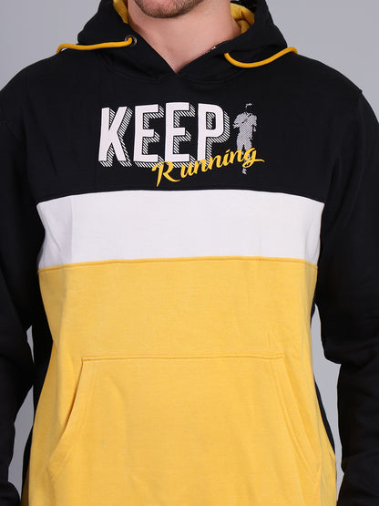 Stylox Men’s Printed Winter Hoodie | Colorblock Pullover Hoodie with Kangaroo Pocket | Warm Full Sleeve Hooded Sweatshirt