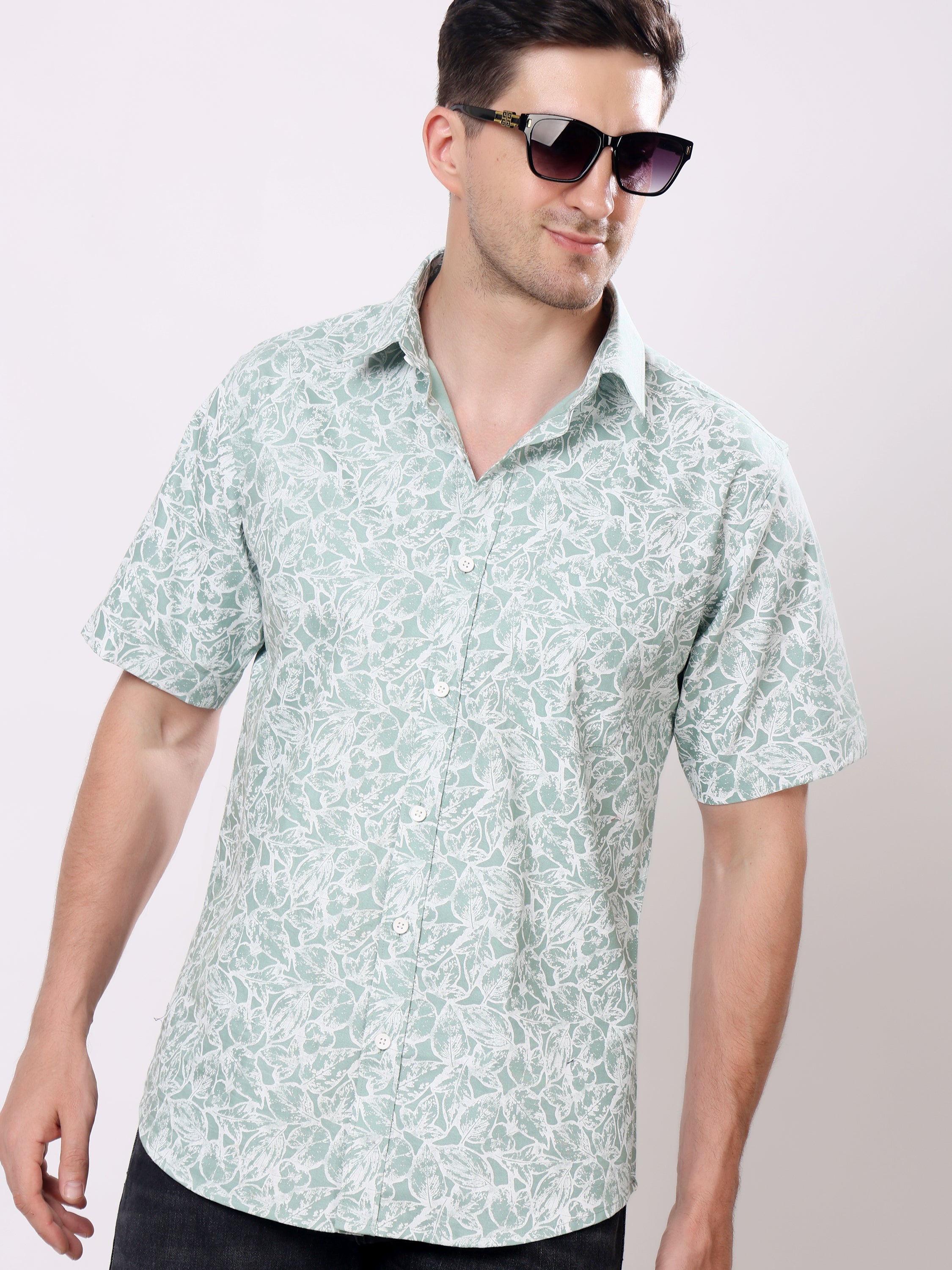 Stylox Men’s Regular Fit Half Sleeve Floral Printed Casual Summer Shirt - Stylox
