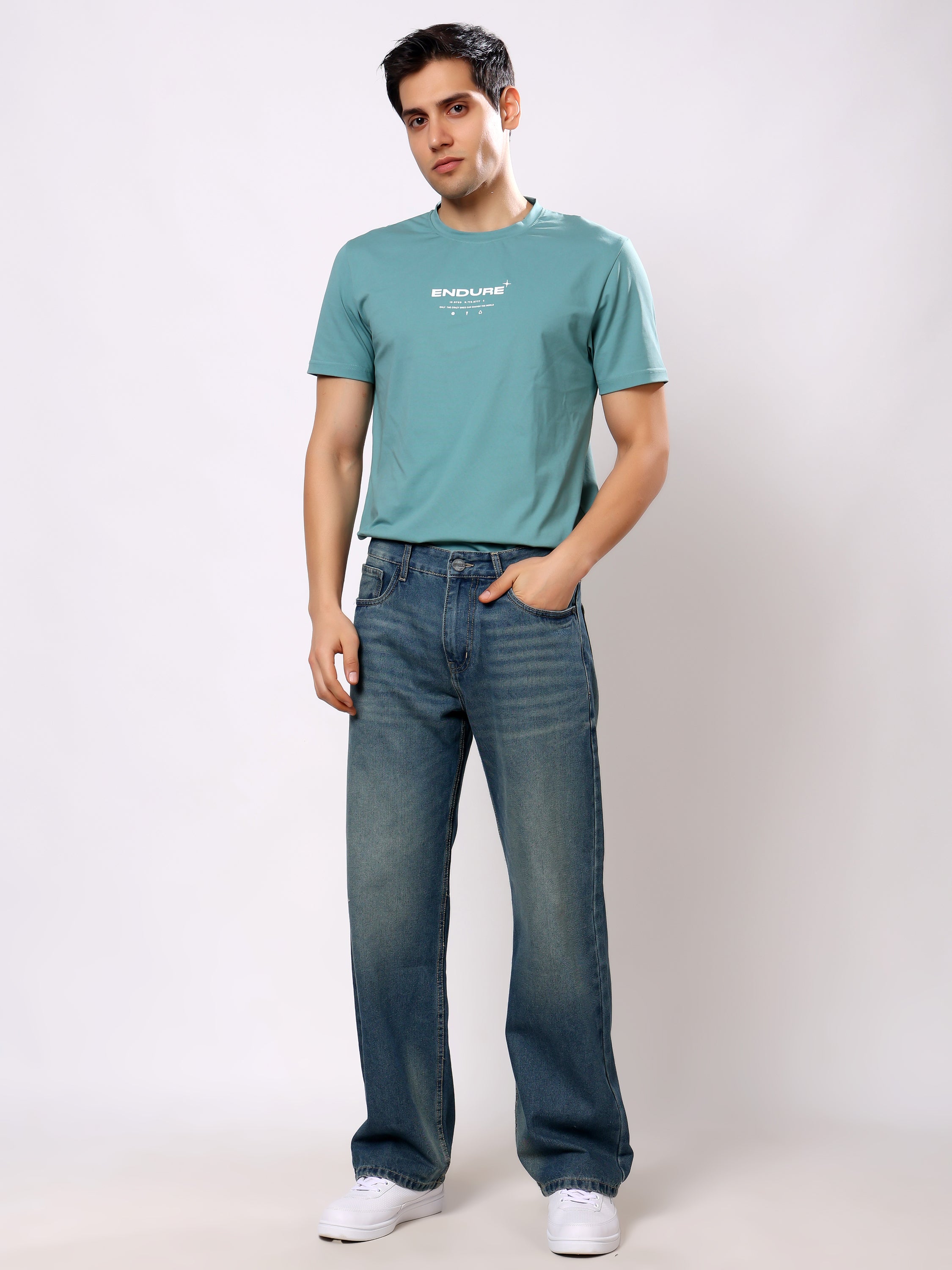 Stylox Men’s Baggy Fit Non-Stretch Wide Leg Casual Streetwear Denim Jeans