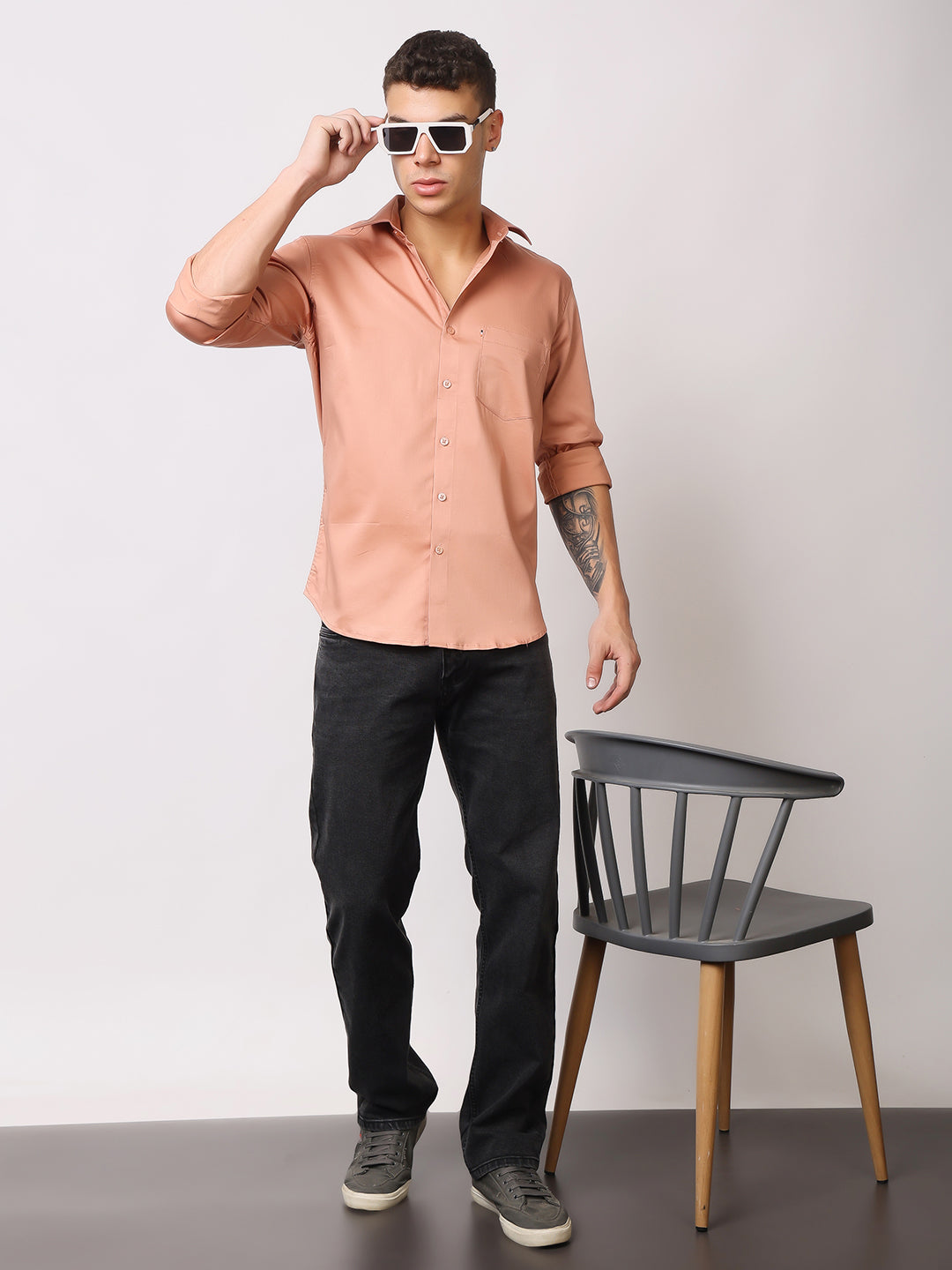 Stylox Men's Full Sleeve Solid Partywear Casual Shirt – Premium Shine Finish Cotton Blend Regular Fit Shirt for Stylish Evening & Occasion Wear - Stylox