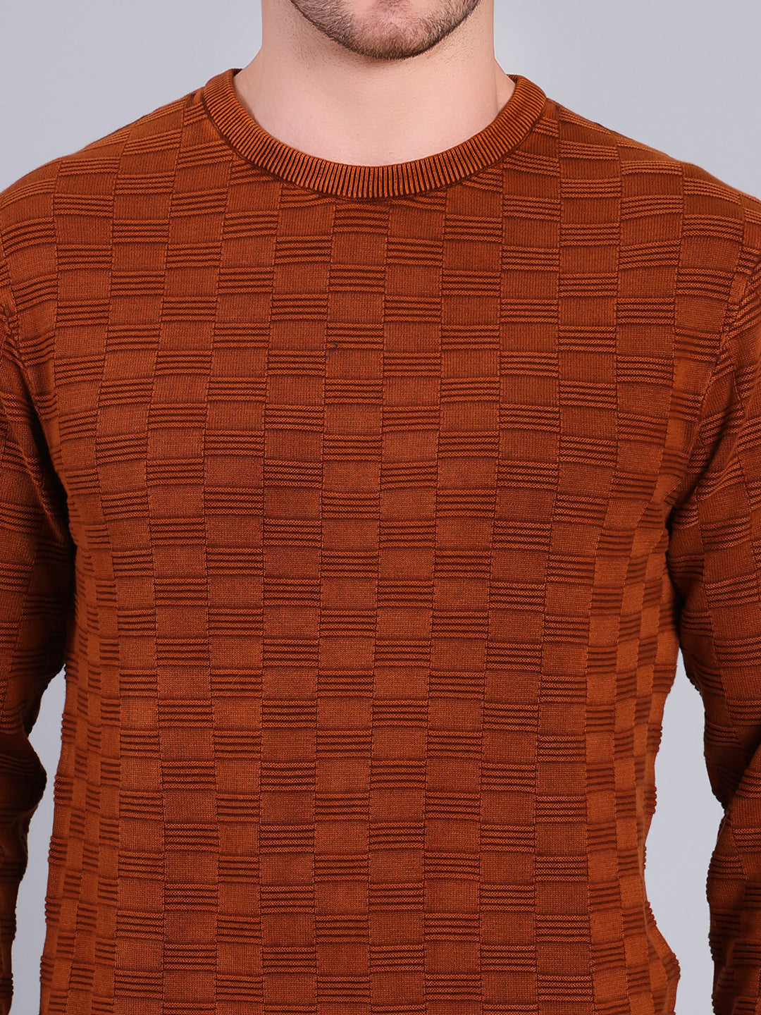Stylox Men’s Textured Winter Sweater | Crew Neck Full Sleeve Knit Pullover | Premium Casual Wear (Mustard) - Stylox