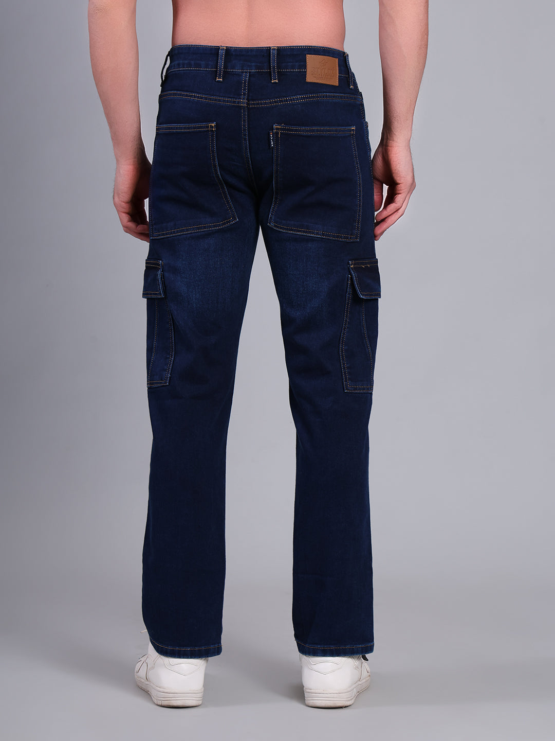 Stylox Men’s Cargo Jeans with Utility Pockets | Regular Fit Stretch Denim