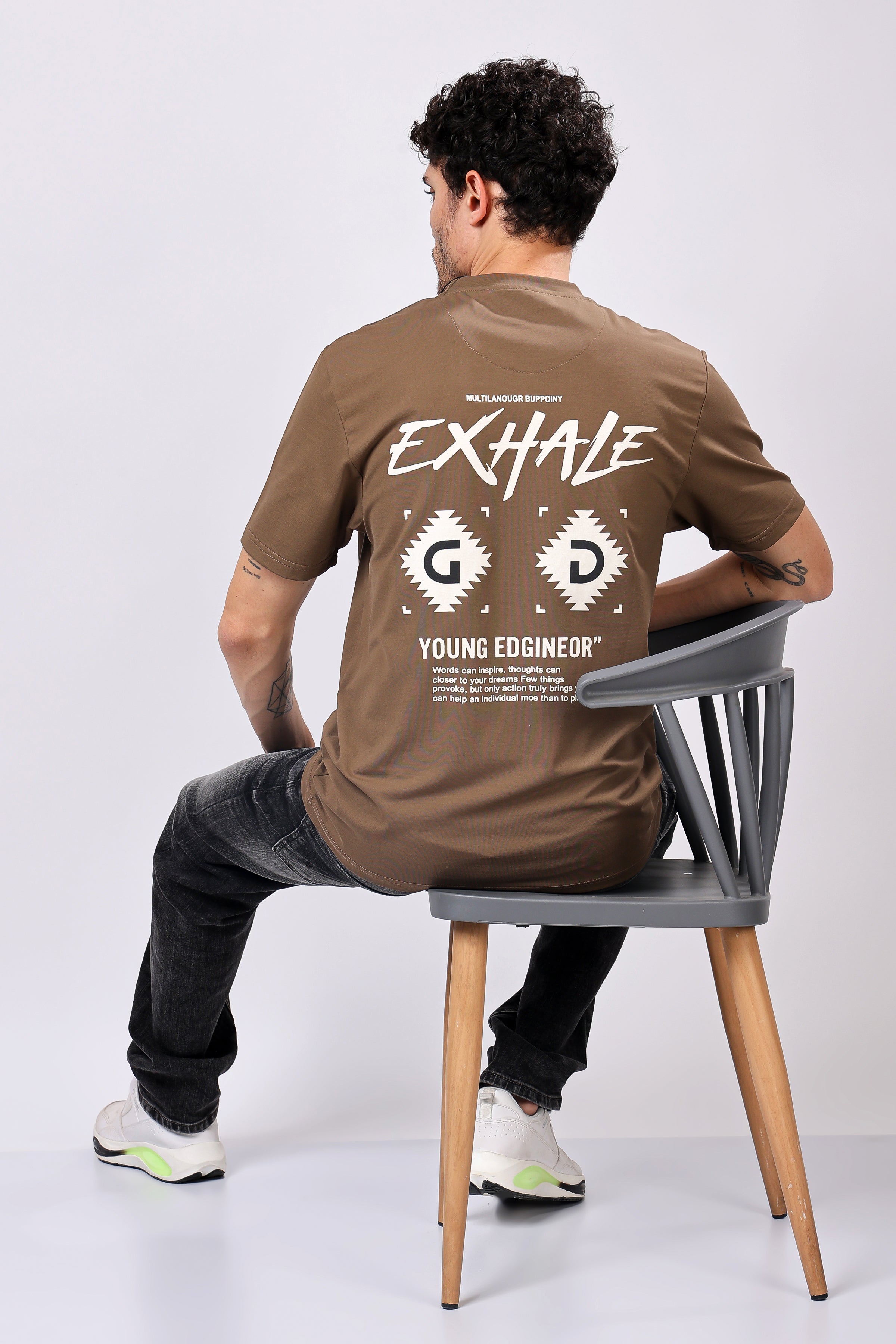 Stylox Men’s Oversized Round Neck Half Sleeve Back Printed T-Shirt | Premium Cotton Loose Fit Graphic Tee for Streetwear - Stylox