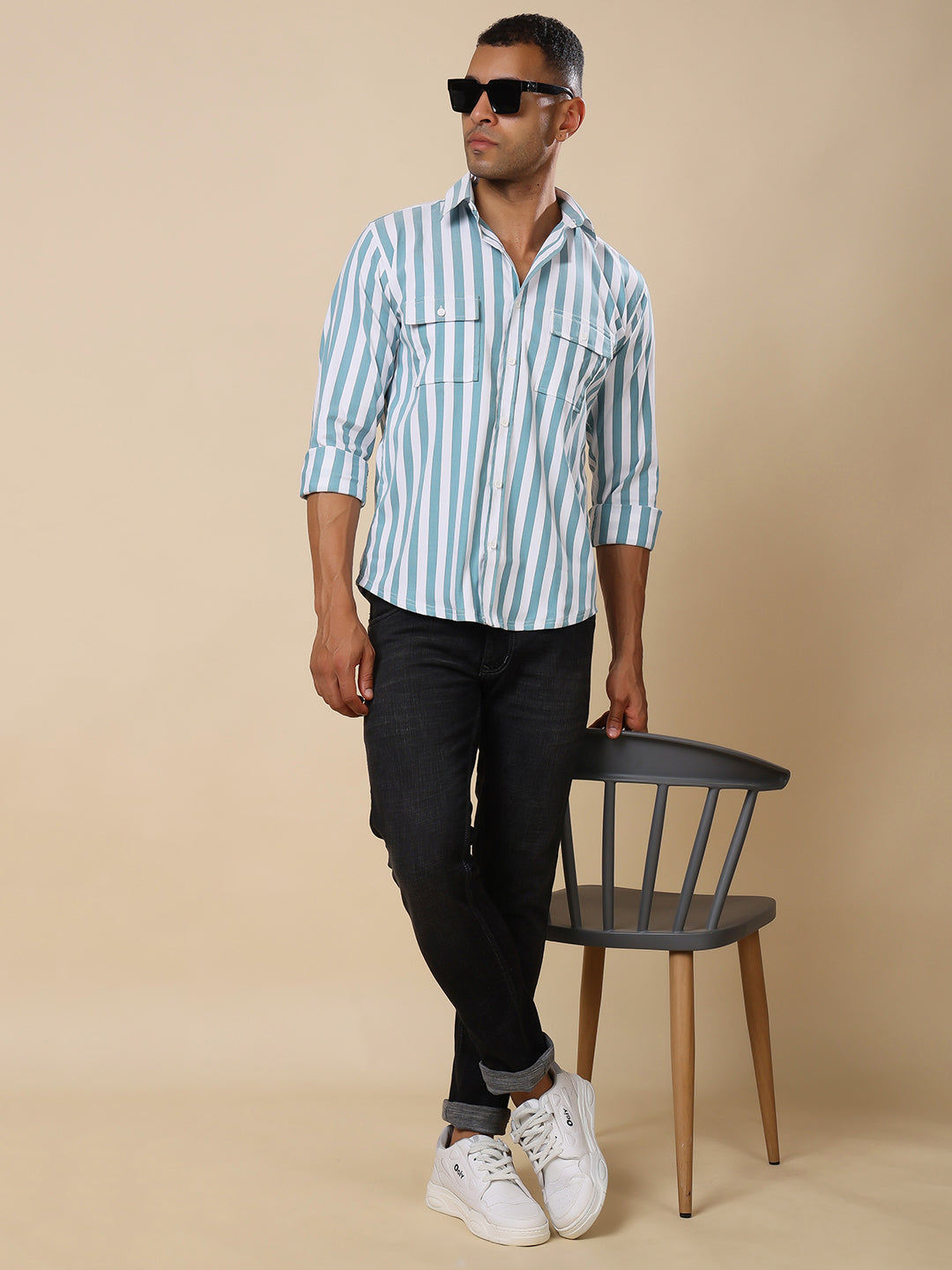 Stylox Men’s Striped Full Sleeve Regular Fit Shirt with Double Chest Pockets – Smart, Functional & Stylish - Stylox