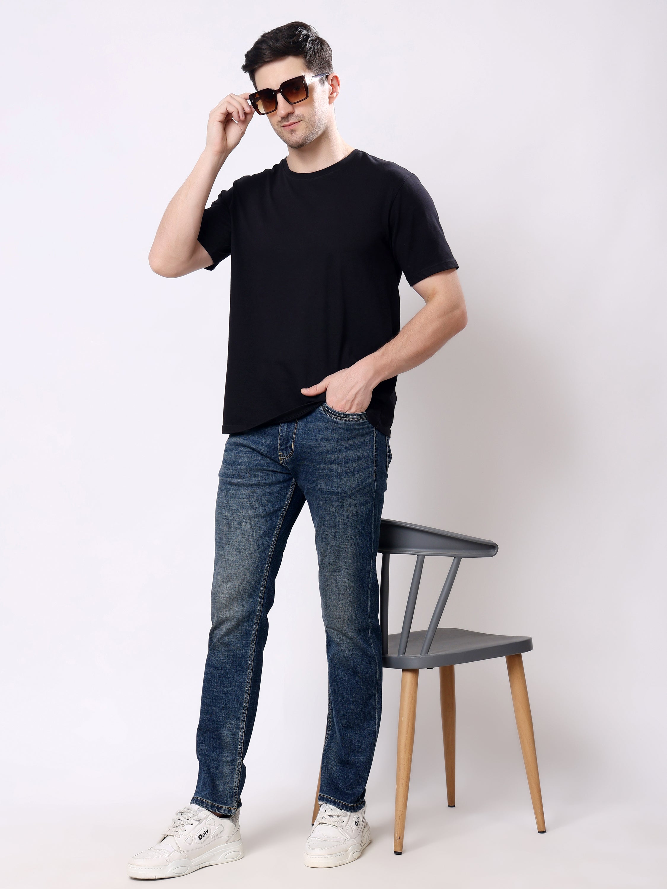 Stylox Men’s Stretchable Slim Fit Mid-Rise Casual Denim Jeans - Stylox