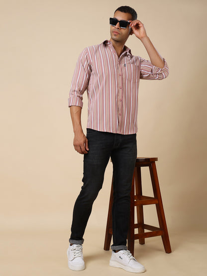 Stylox Men’s Regular Fit Striped Full Sleeve Shirt – Effortless Style with a Classic Touch