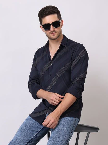 Stylox Premium Full Sleeve Striped Men’s Shirt | Stylish Slim Fit Casual &amp; Formal Wear