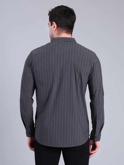 Stylox Men’s Striped Partywear Shirt | Slim Fit Full Sleeve Formal-Casual Shirt For Men