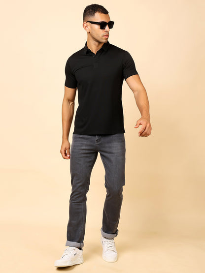 Stylox Premium Stretchable Nylon-Spandex Solid Polo T-Shirt – Sleek Comfort &amp; Performance