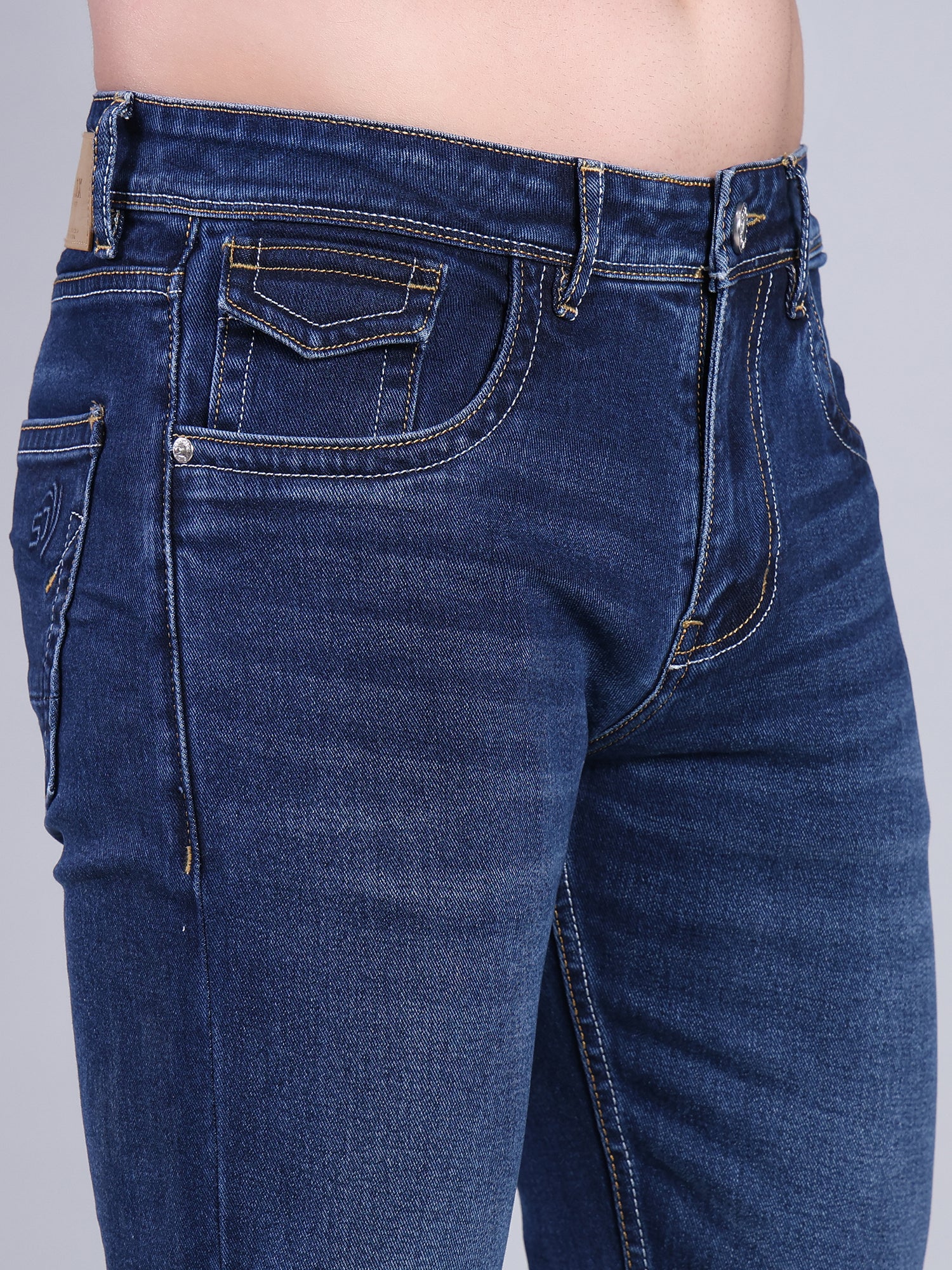 Stylox Men’s Bootcut Fit Non-Stretch Rigid Denim Jeans-Blue - Stylox