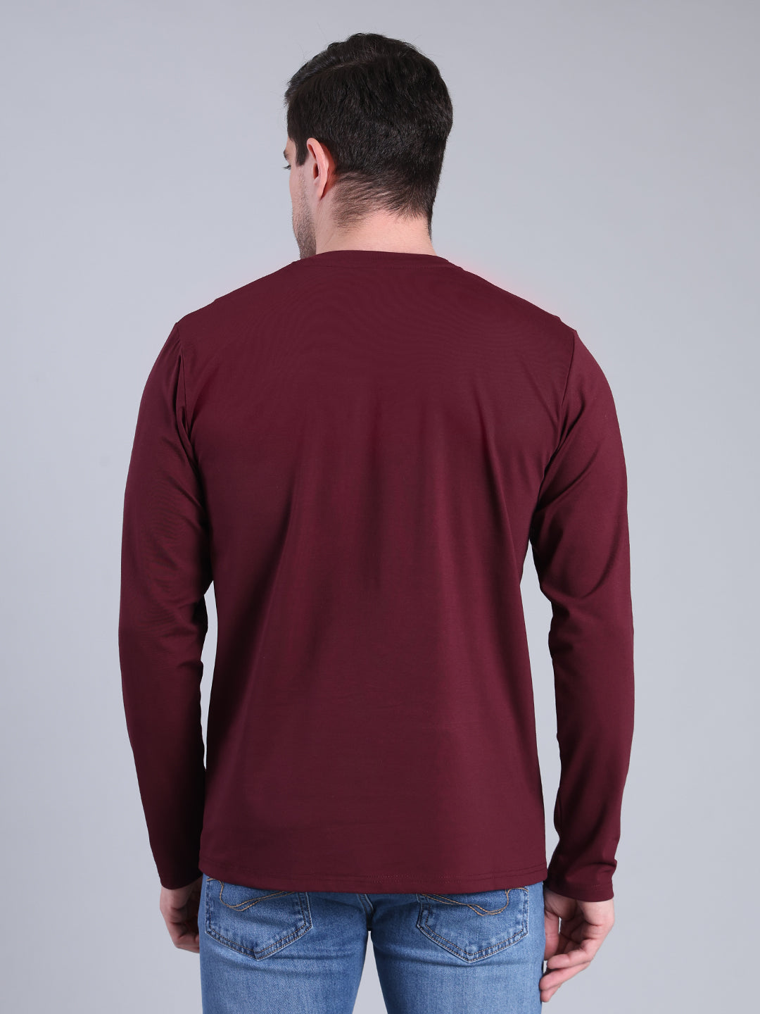 Stylox Men’s Full Sleeve Round Neck T-Shirt | Solid Slim Fit Cotton Blend Casual Tee