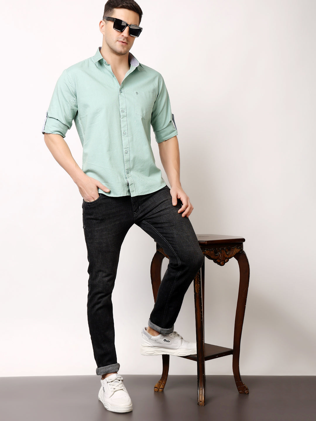 Stylox Men’s Regular Fit Oxford Full Sleeve Solid Shirt | Premium Cotton Blend Casual & Formal Wear - Stylox