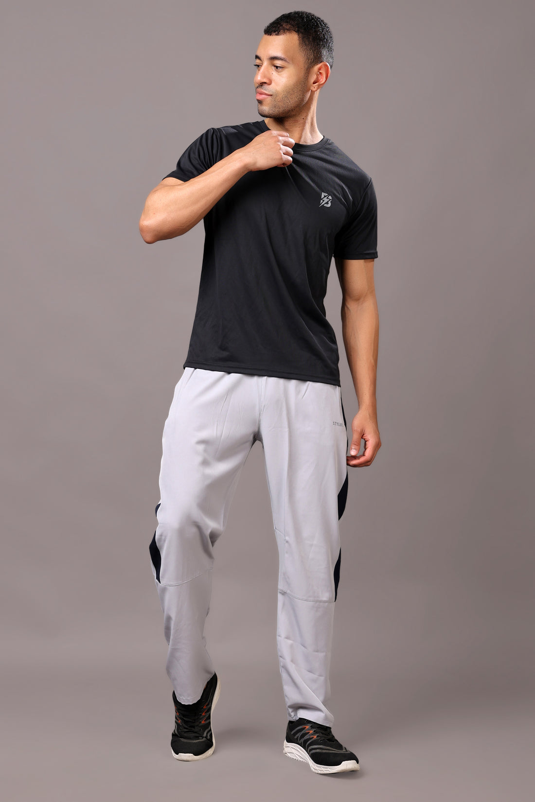 Stylox Classic Men’s Trackpants with Elastic Waist &amp; Side Pockets (Light Grey)