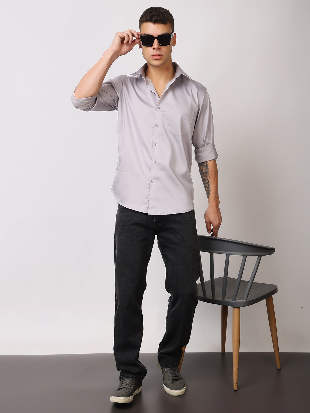 Stylox Men's Full Sleeve Solid Partywear Casual Shirt – Premium Shine Finish Cotton Blend Regular Fit Shirt for Stylish Evening & Occasion Wear - Stylox