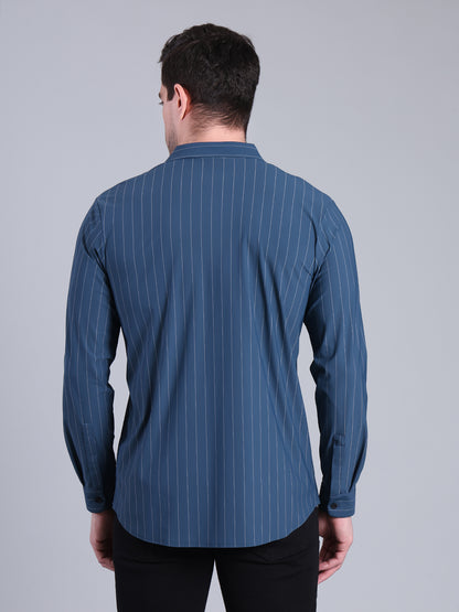 Stylox Men’s Striped Partywear Shirt | Slim Fit Full Sleeve Formal-Casual Shirt For Men