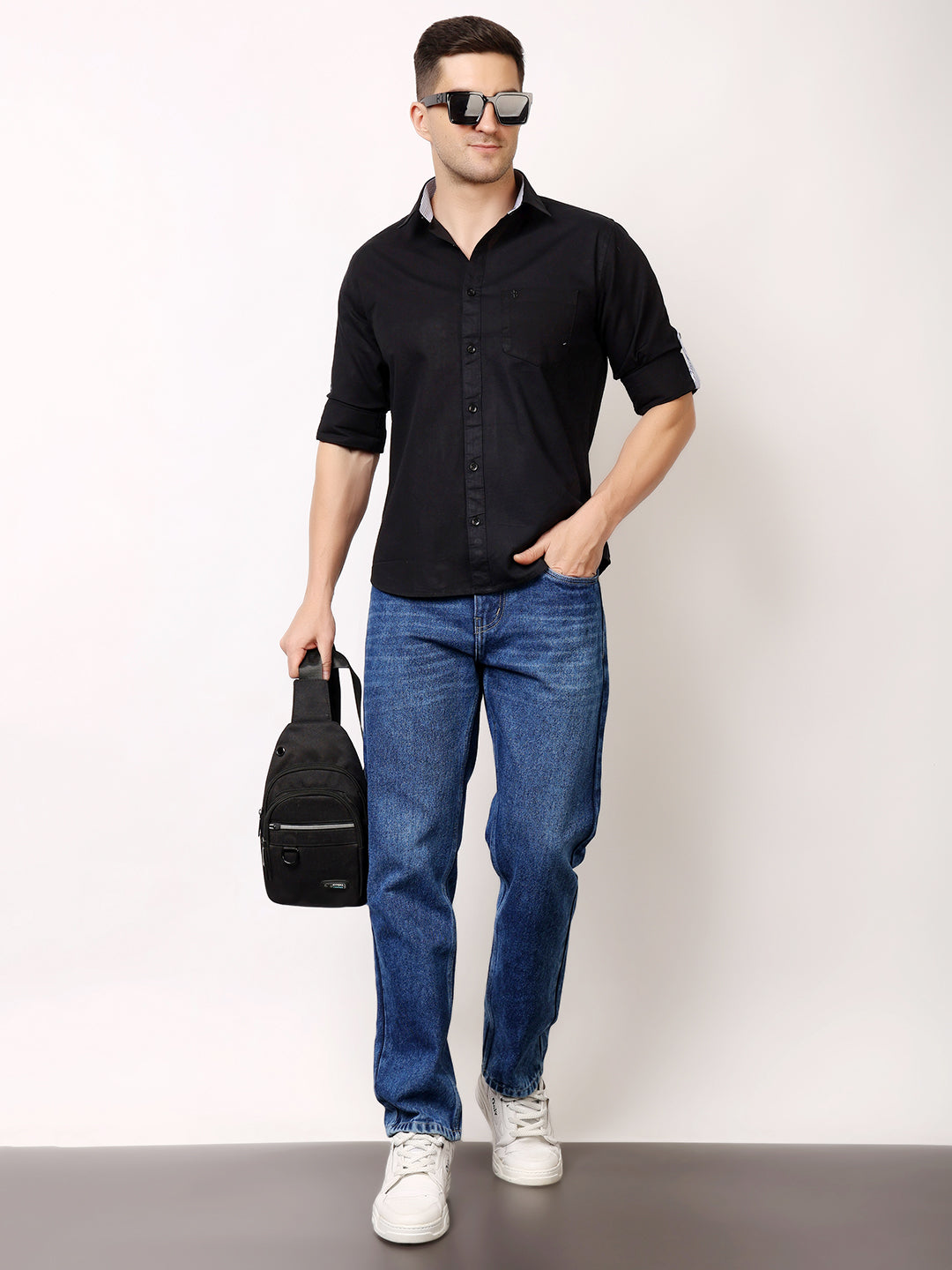 Stylox Men’s Regular Fit Oxford Full Sleeve Solid Shirt | Premium Cotton Blend Casual & Formal Wear - Stylox