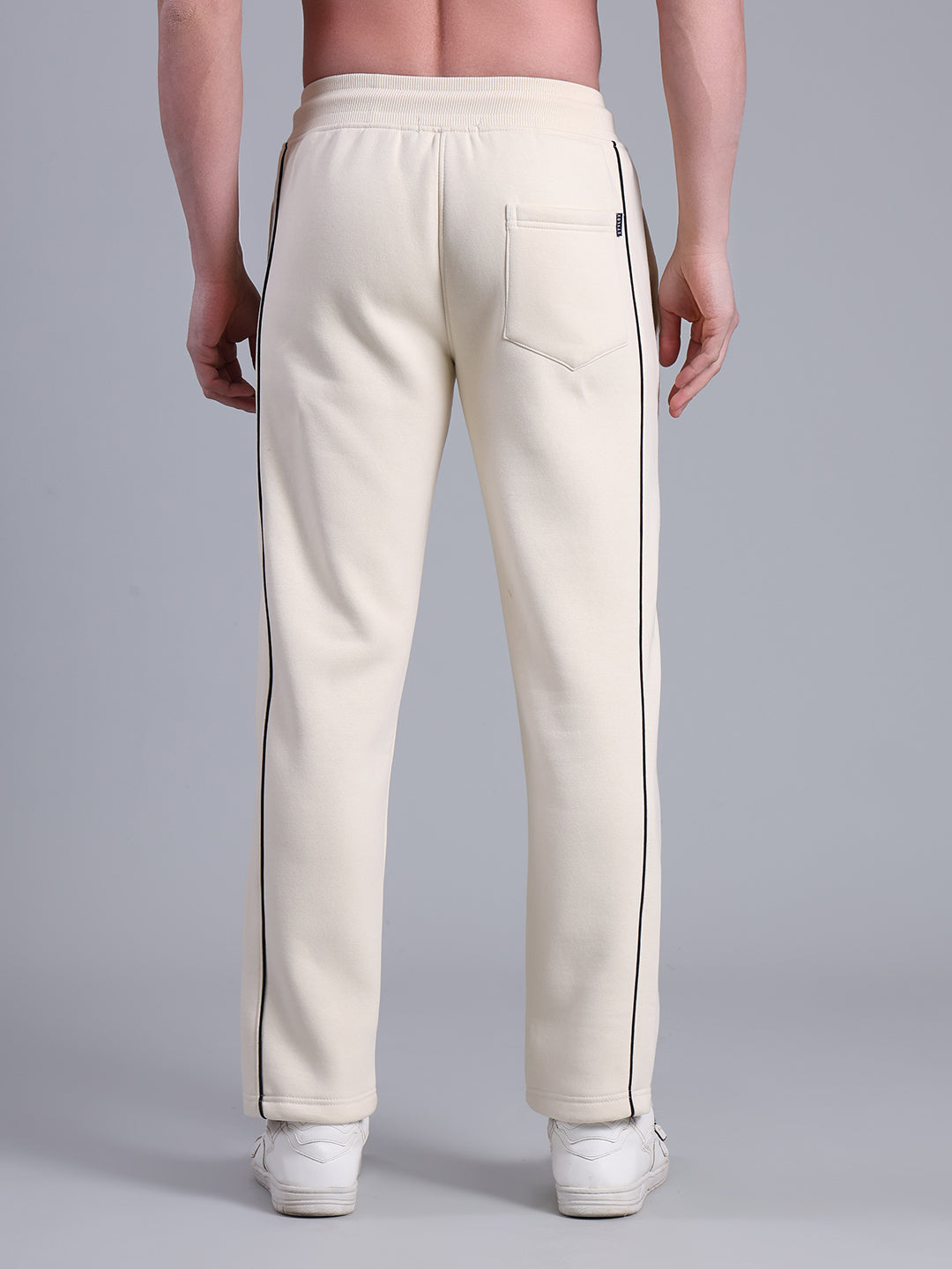 Stylox Men’s Solid Trackpant with Side Piping (Off White) - Stylox