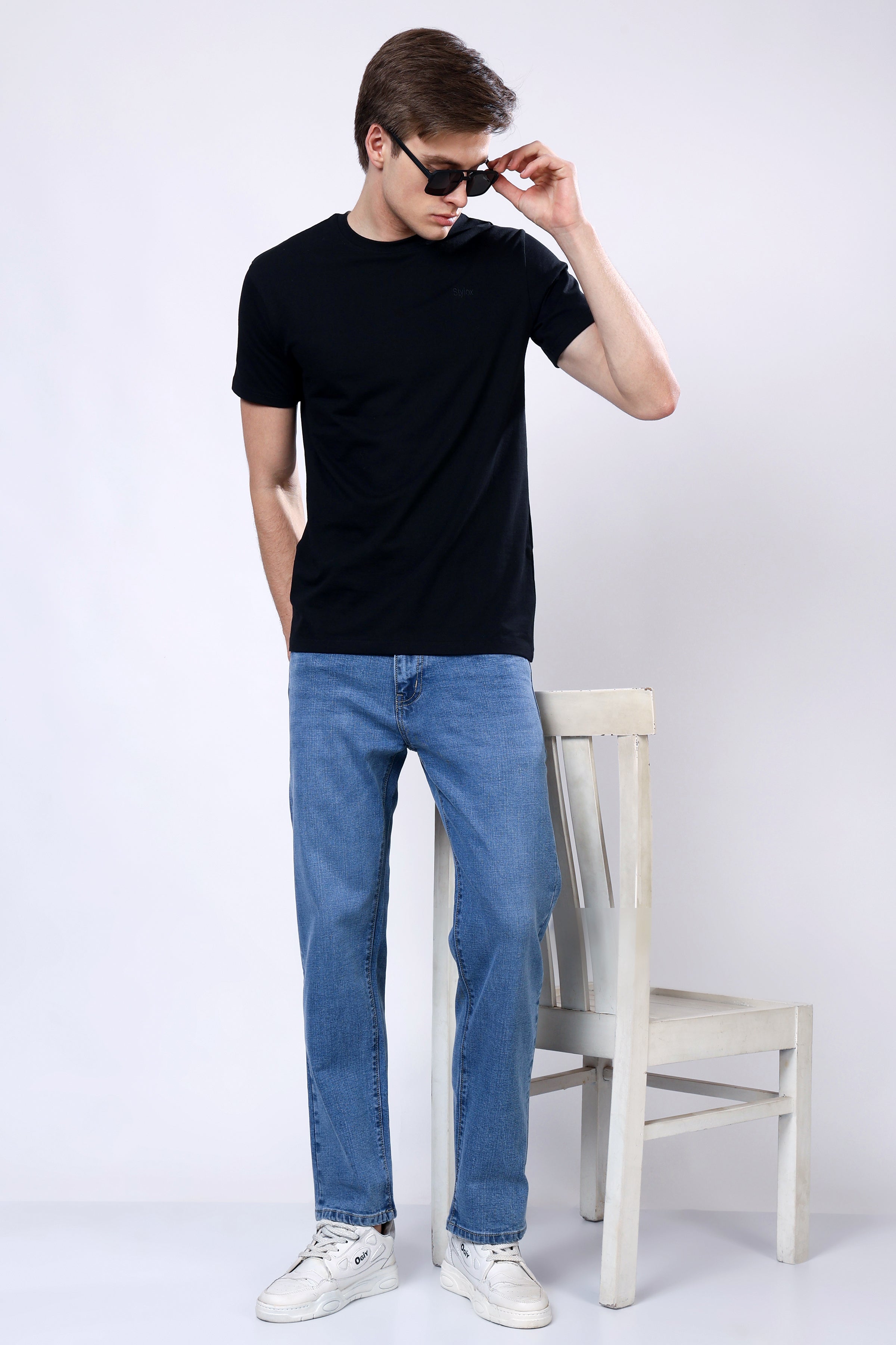 Stylox Men’s Comfort Fit Stretchable Light Blue Denim Jeans - Stylox