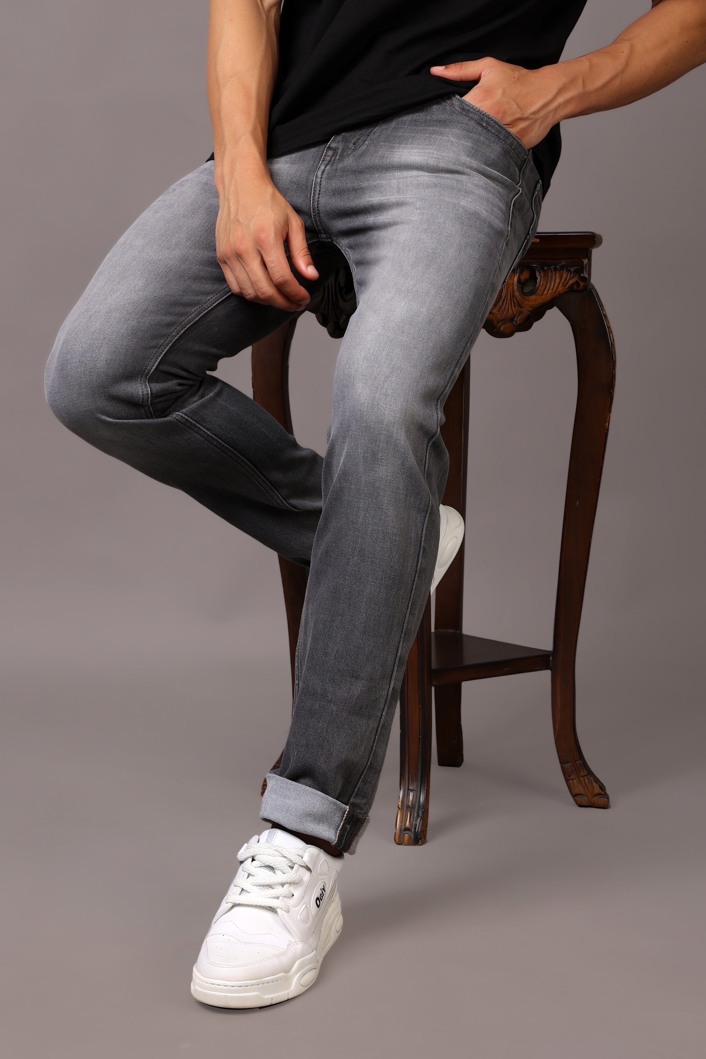 Stylox Men’s Comfort Fit Denim Jeans - Grey, Mid Dark Grey & Dark Grey ,