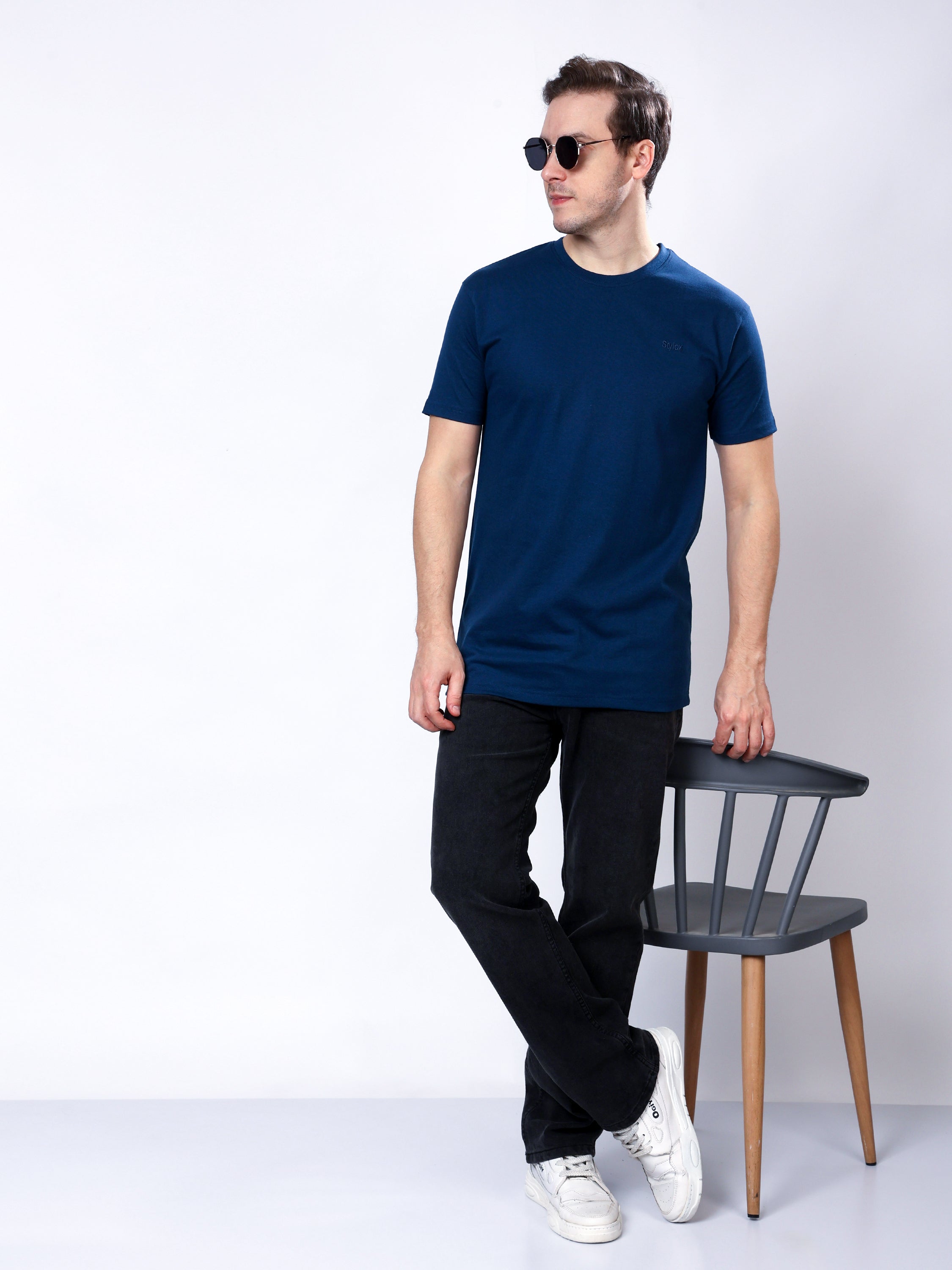 Stylox Men’s Solid Round Neck T-Shirt | Classic Cotton Casual Crew Neck Tee - Stylox